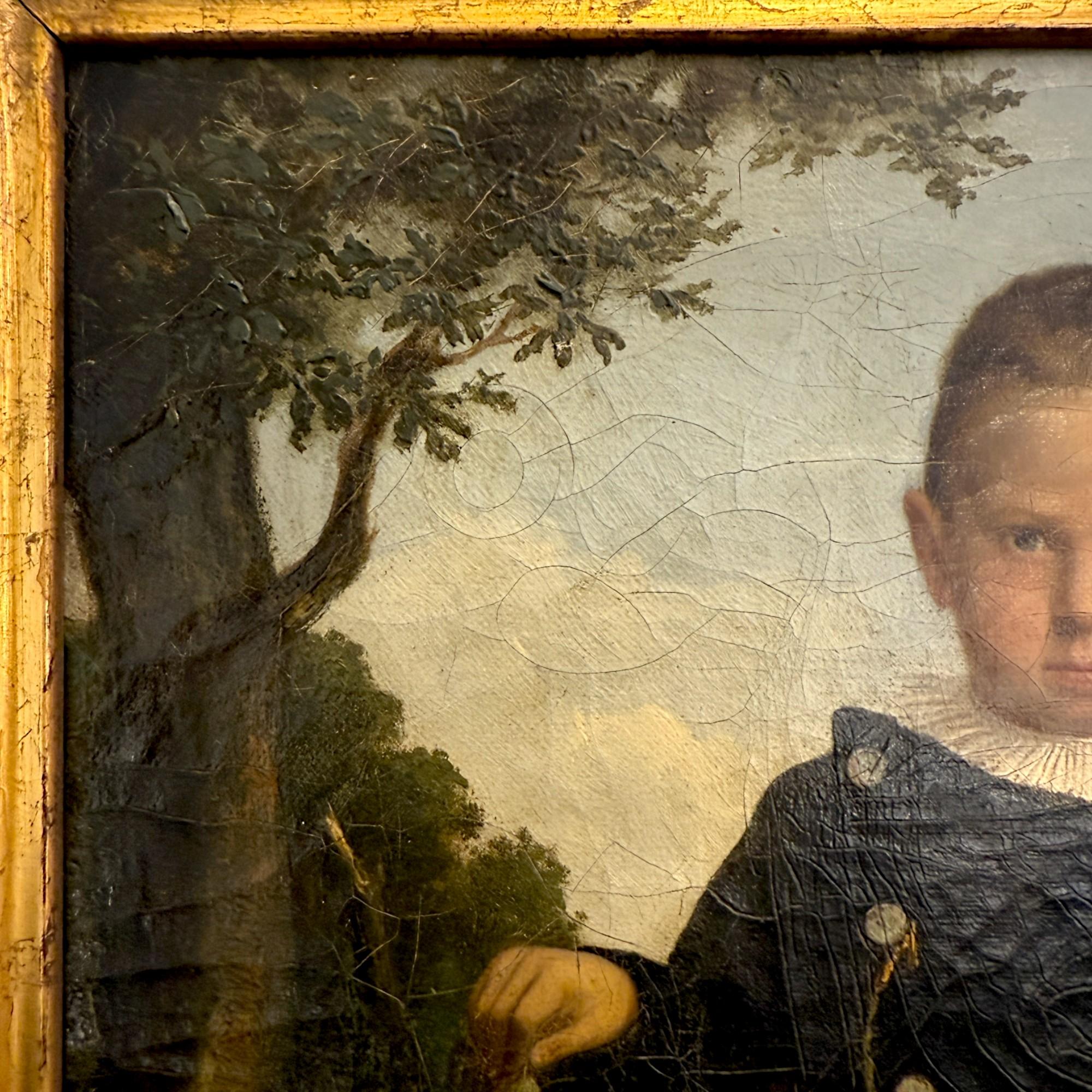 Retrato de un niño en un paisaje, por el monogramista MW, siglo XIX Fines del siglo XIX en venta