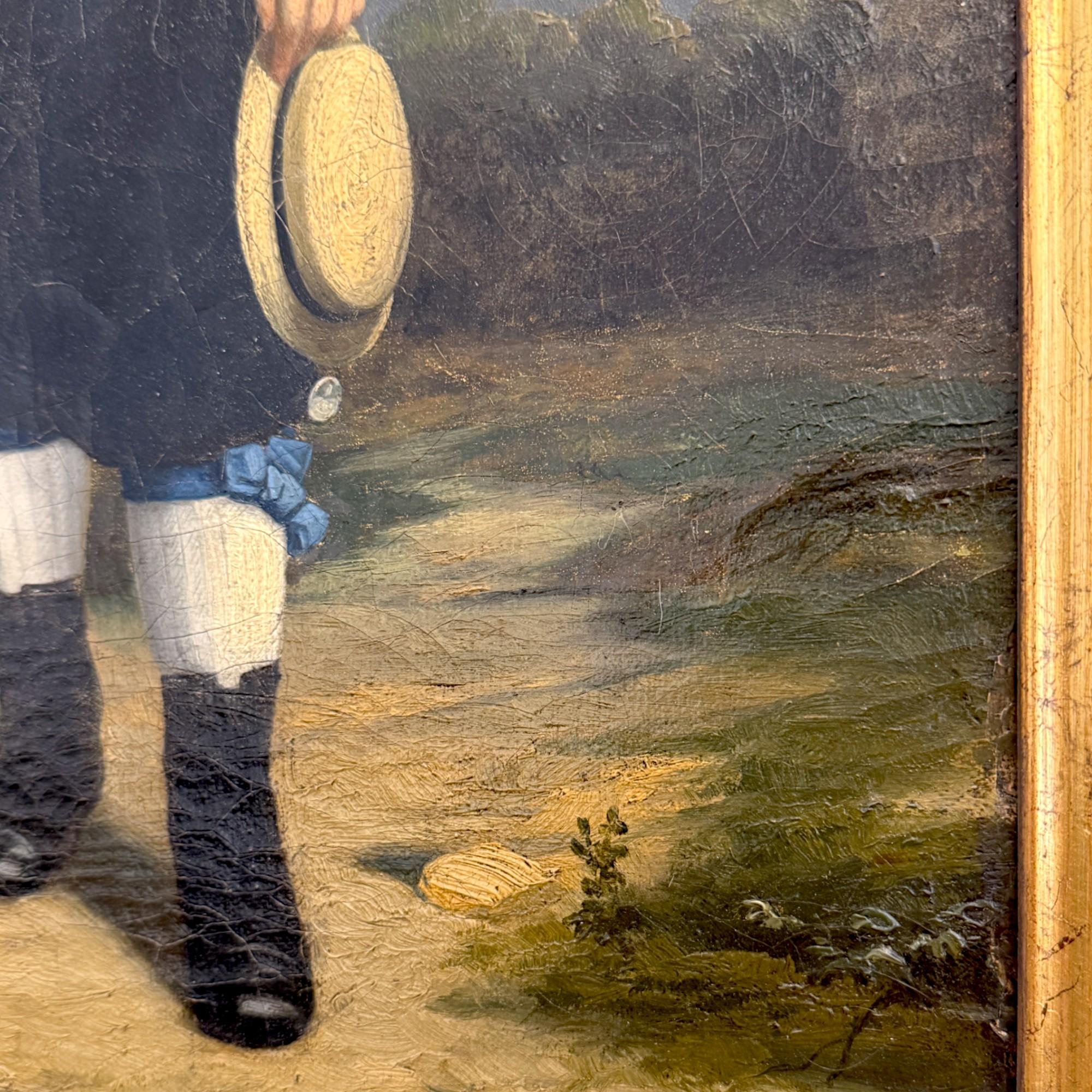 Retrato de un niño en un paisaje, por el monogramista MW, siglo XIX en venta 1