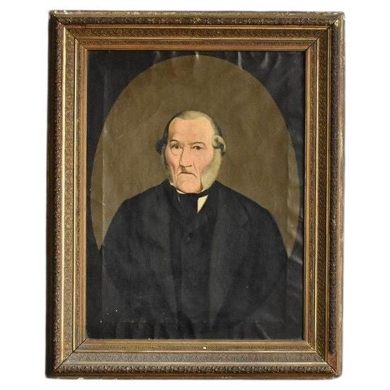 Antiguo retrato ingenuo de Cornualles, pintura original al óleo sobre lienzo del siglo XVIII