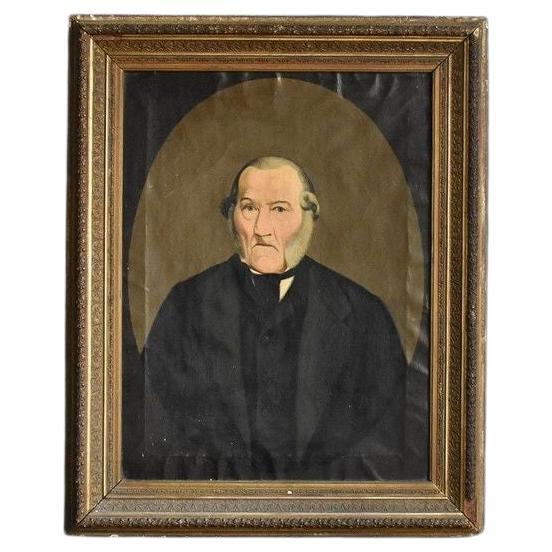 Antique Naive Cornish Portrait, Original 18th Century Oil on Canvas Painting For Sale