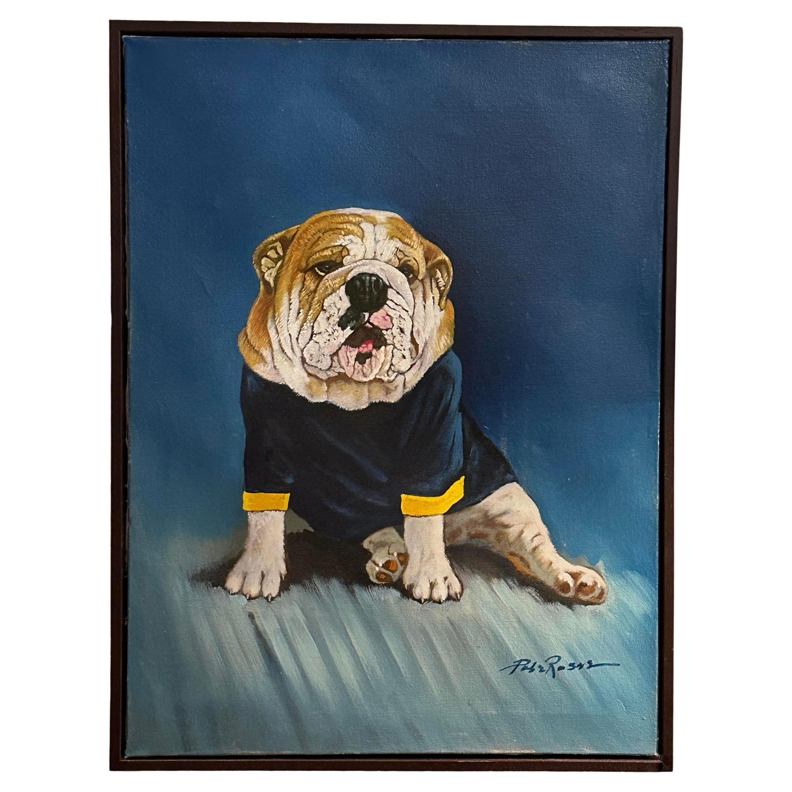 Porträt einer gekleideten englischen Bulldogge – Gemälde von Rosas 