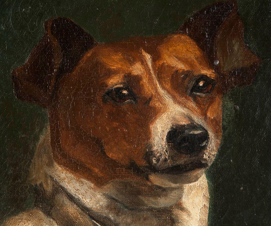Portrait of a Fox-Terrier, 19th Century Oil Painting 1