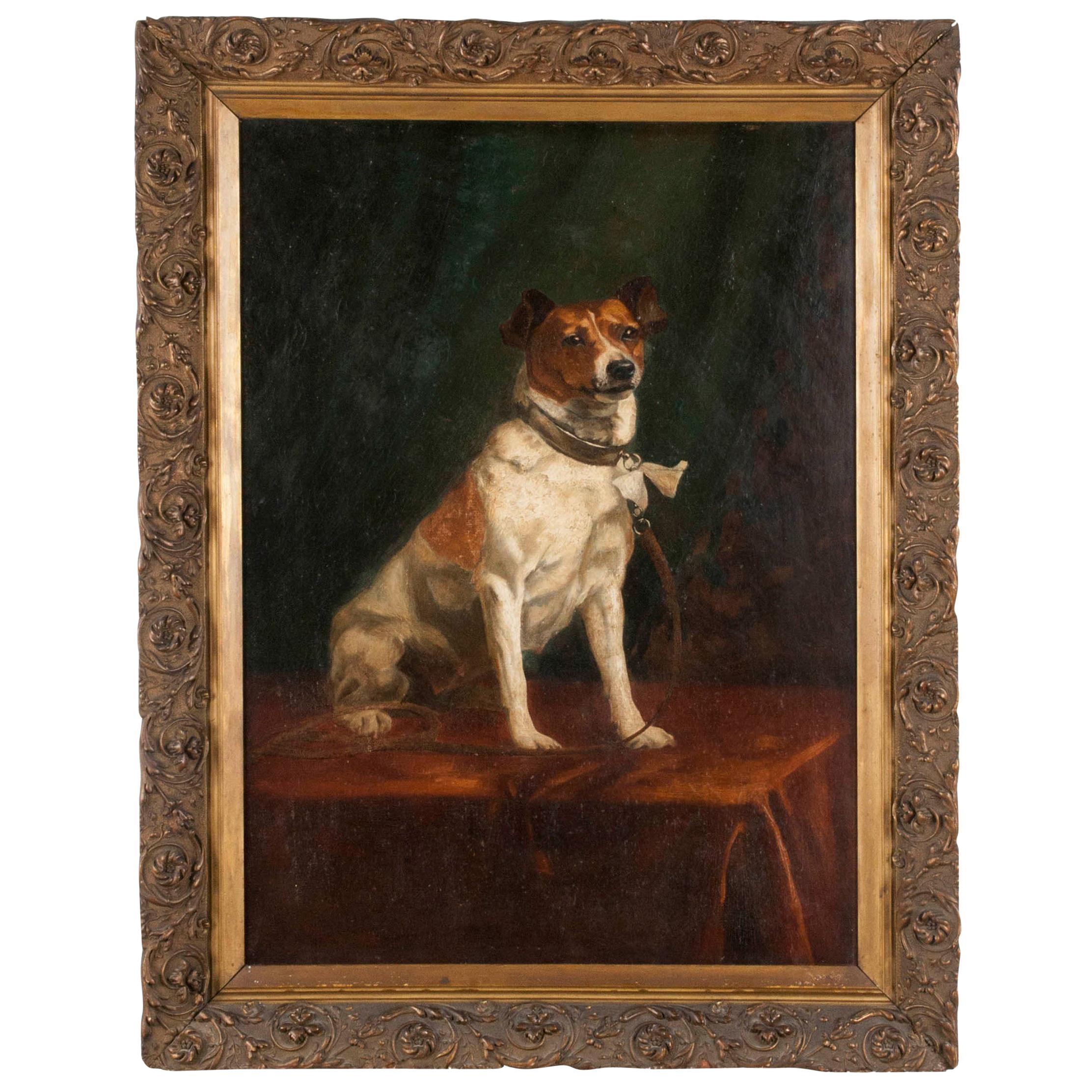 Portrait of a Fox-Terrier, 19th Century Oil Painting