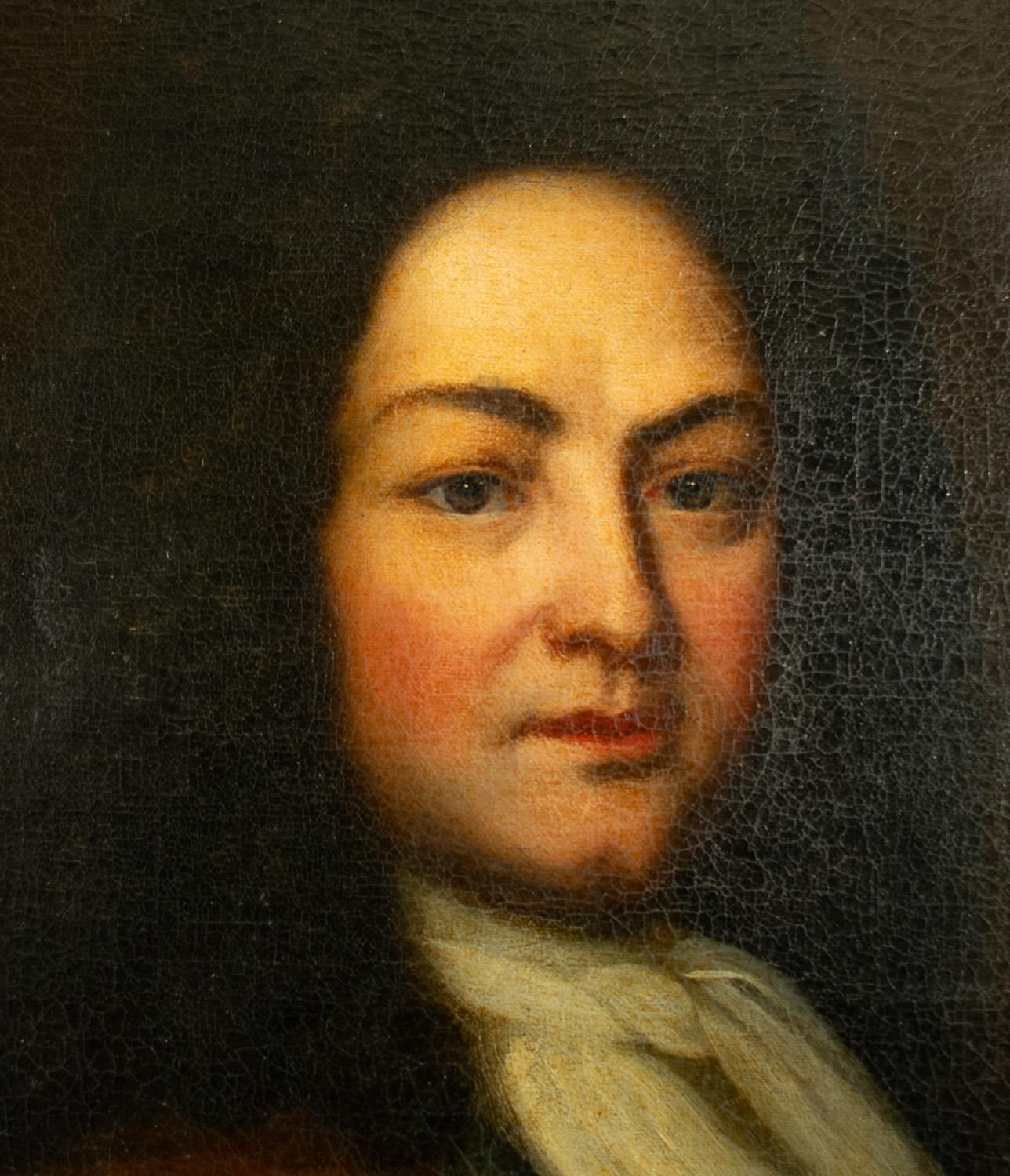 Français Portrait d'un noble français, huile sur toile, fin XVIIe/début XVIIIe siècle en vente