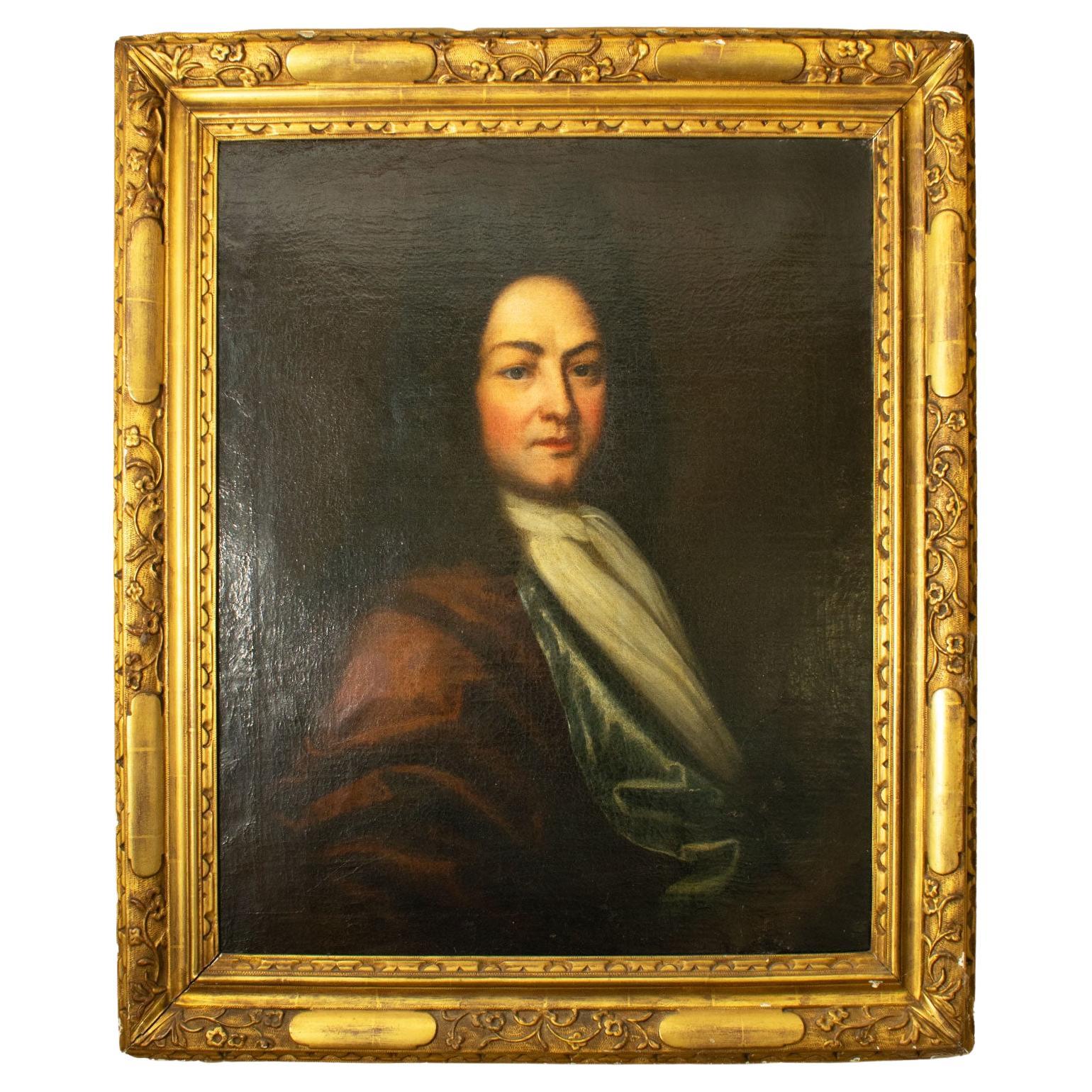 Portrait of a French nobleman, oil on canvas, late 17th/early 18th century For Sale