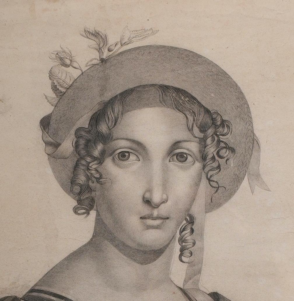 Restauration Portrait of a French Woman (1817 Dessin) For Sale