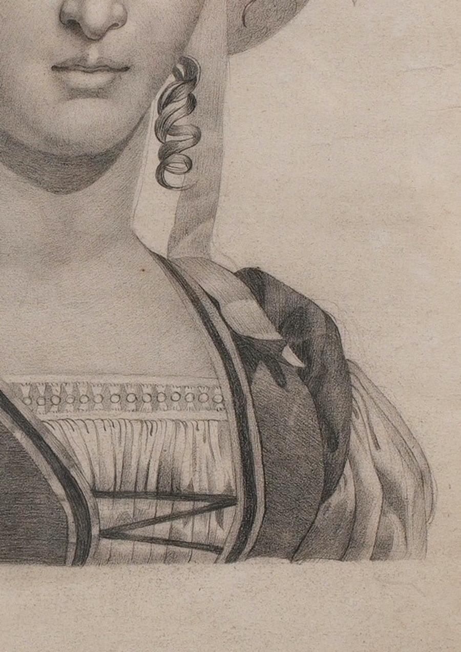 Porträt einer französischen Frau (1817 Dessin) (Französisch) im Angebot