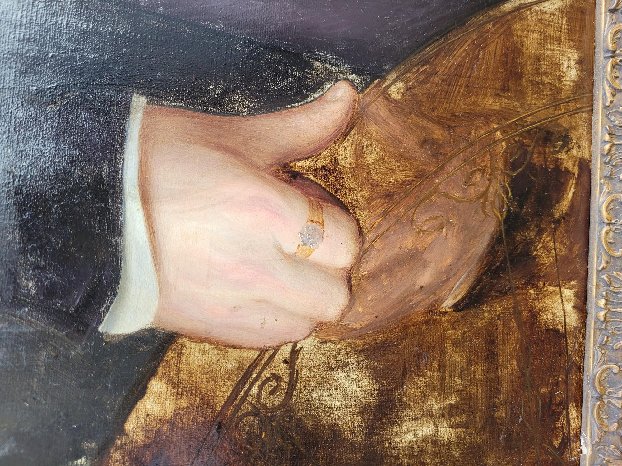 Retrato De Un Caballero Y Su Perro (h160cm), Enmarcado Hst, Siglo XIX en venta 5