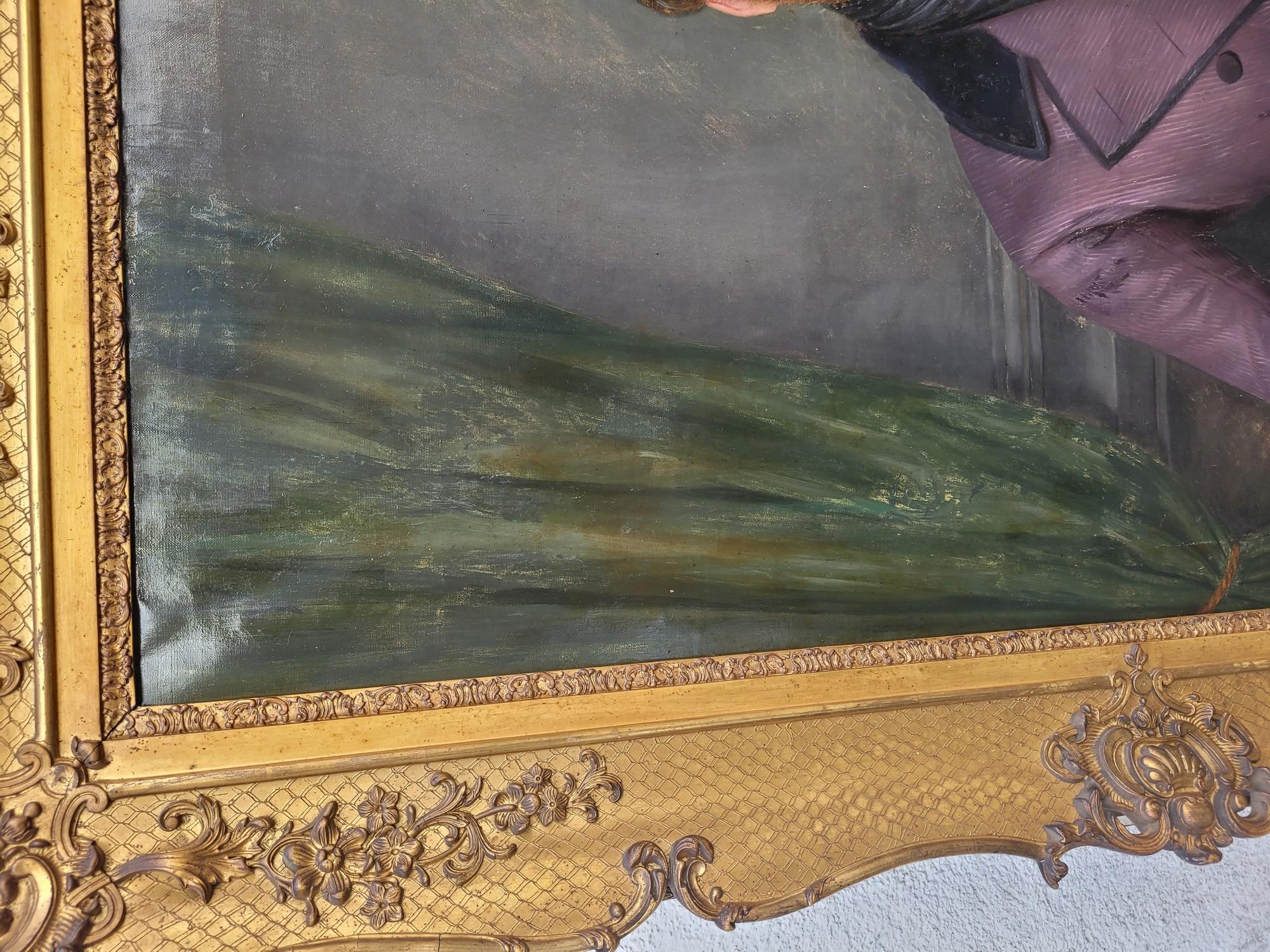 Retrato De Un Caballero Y Su Perro (h160cm), Enmarcado Hst, Siglo XIX Napoleón III en venta