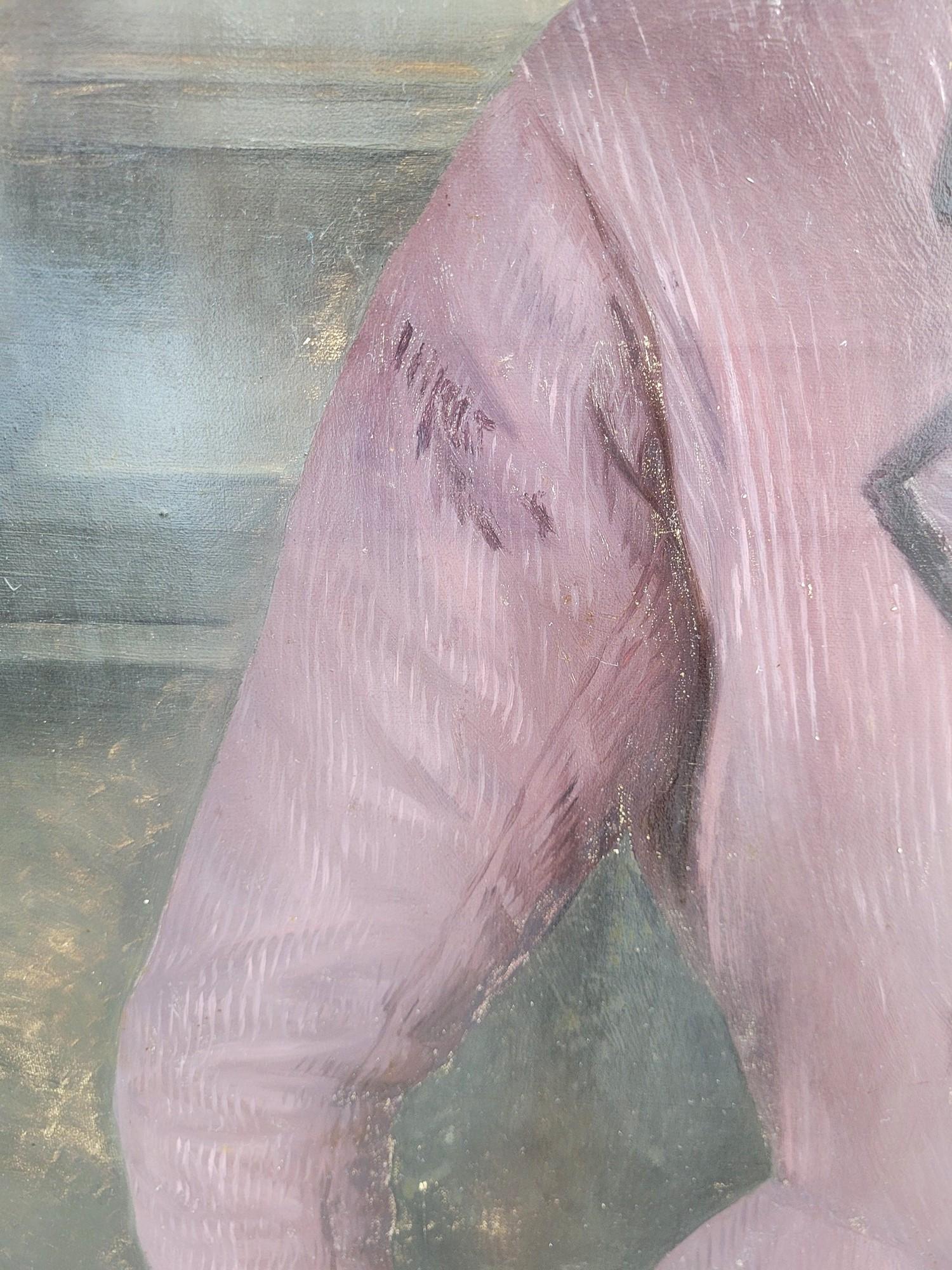 Retrato De Un Caballero Y Su Perro (h160cm), Enmarcado Hst, Siglo XIX en venta 1