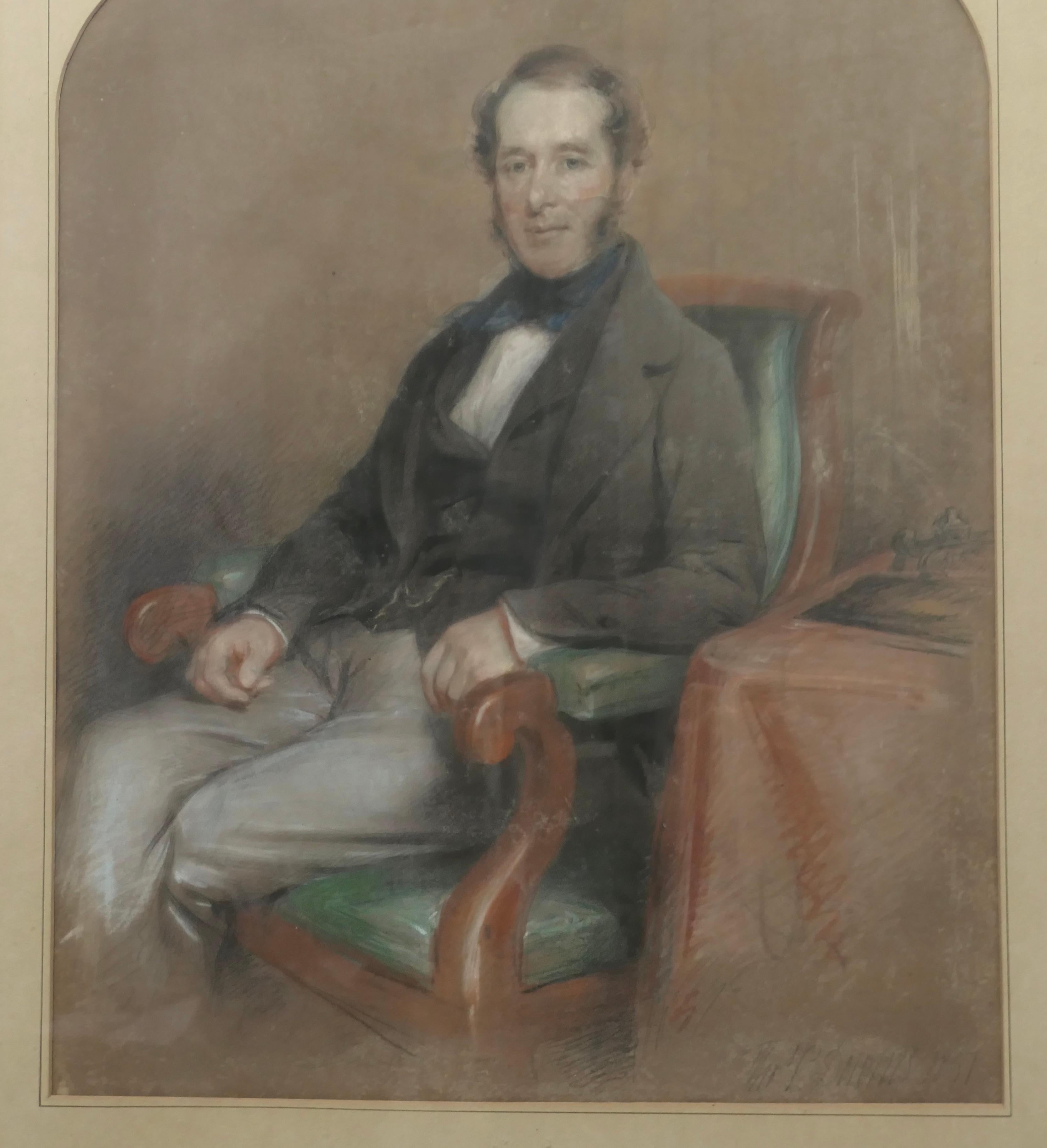 Portrait of a Gentleman in pastel and Charcoal by Thomas Price Downes    For Sale 5