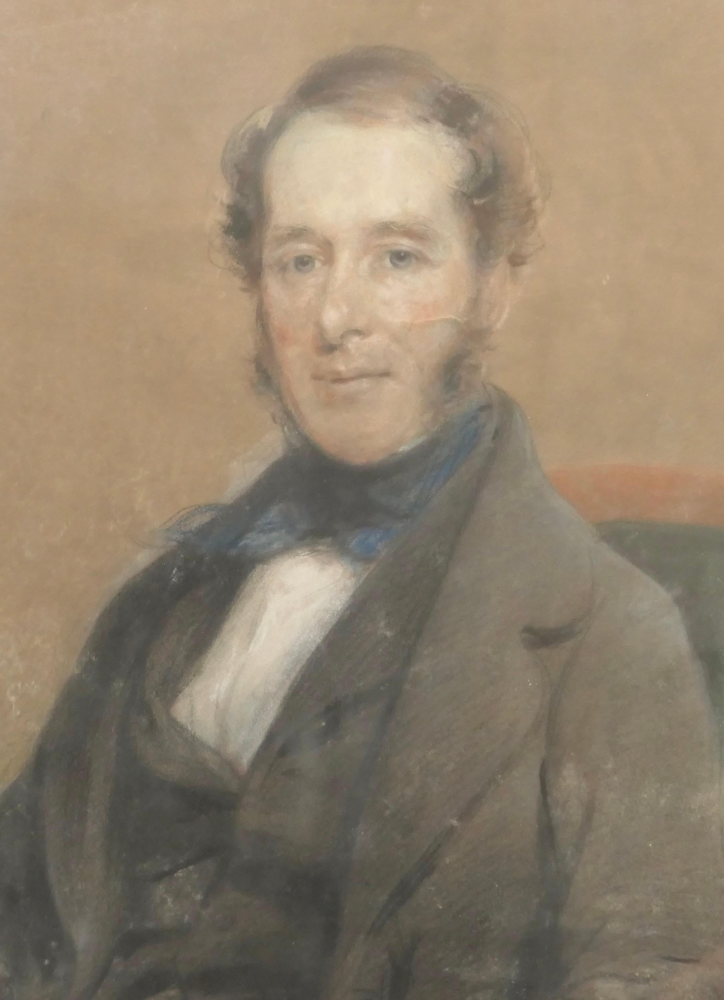 Portrait of a Gentleman in pastel and Charcoal by Thomas Price Downes    For Sale 6
