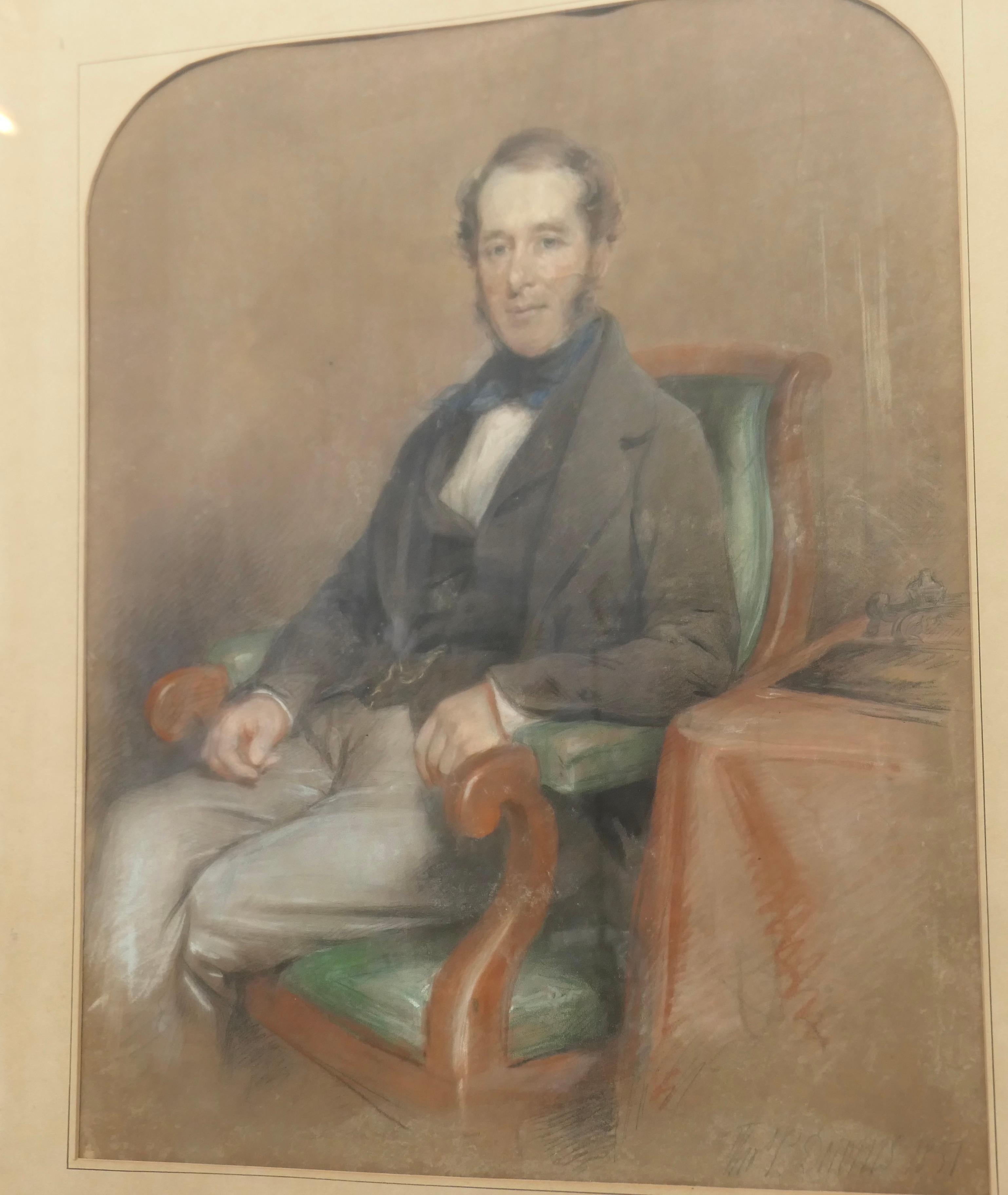 Portrait of a Gentleman in pastel and Charcoal by Thomas Price Downes    For Sale 7
