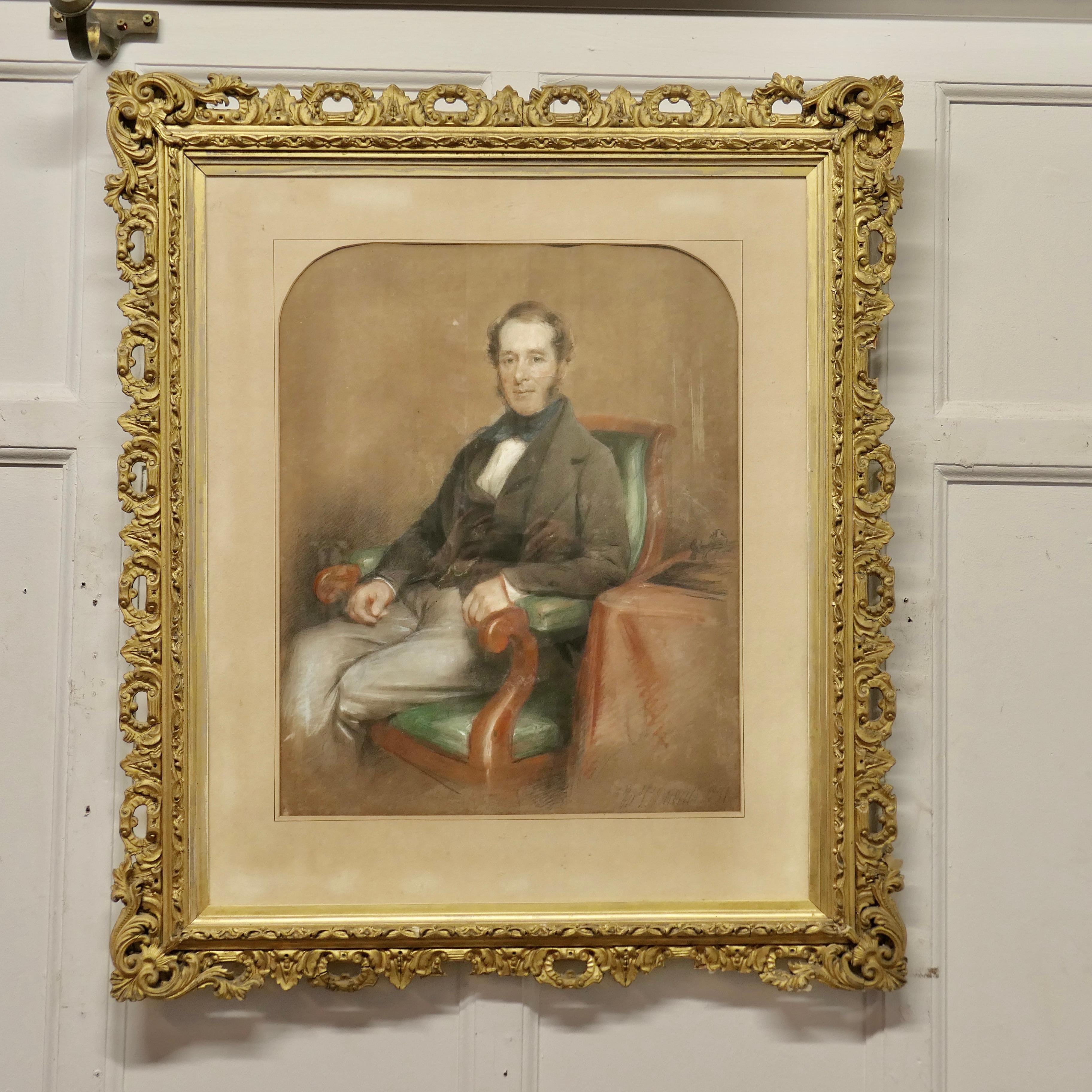 Portrait of a Gentleman in pastel and Charcoal by Thomas Price Downes    For Sale 8