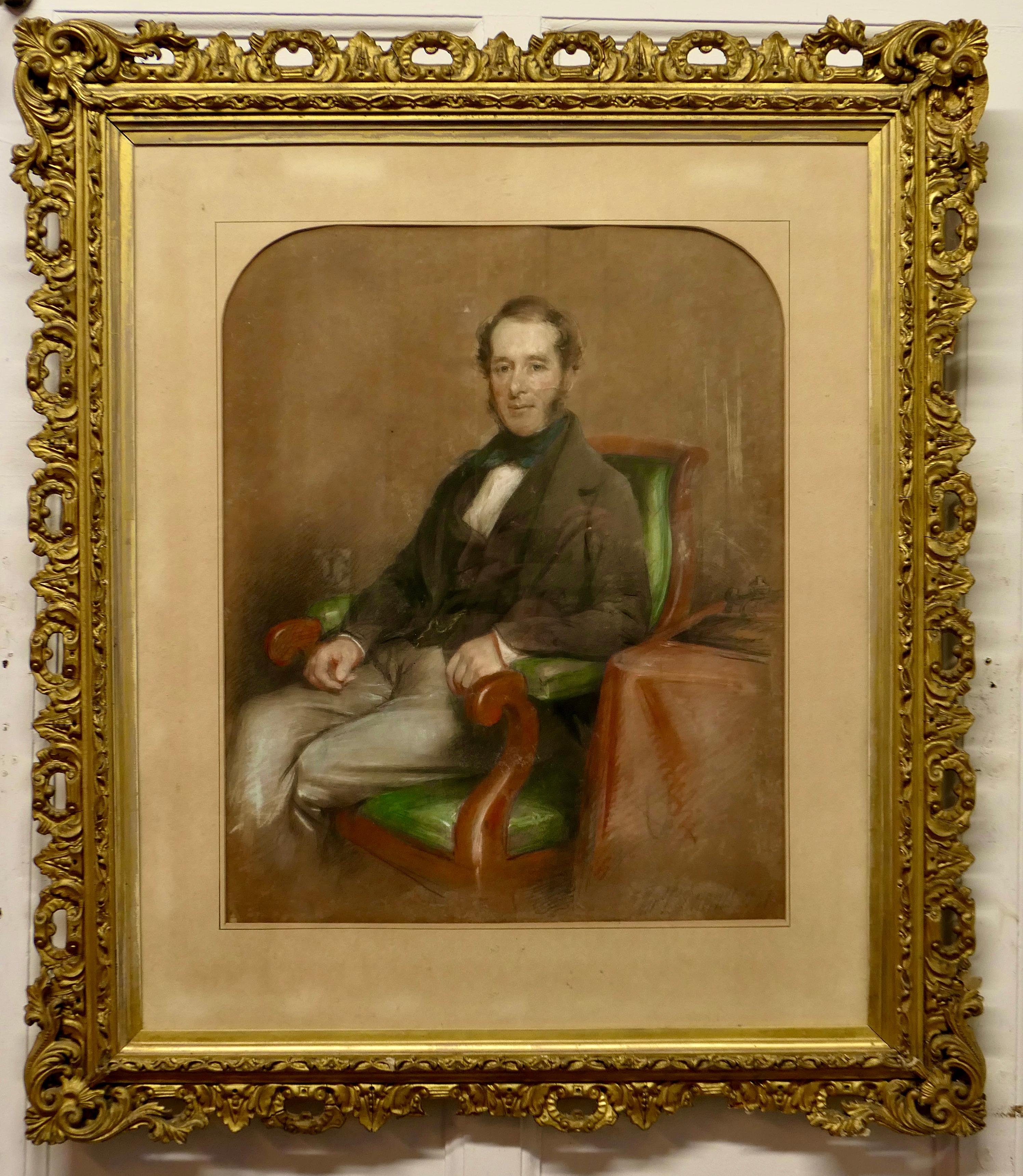Beaux Arts Portrait of a Gentleman in pastel and Charcoal by Thomas Price Downes    For Sale