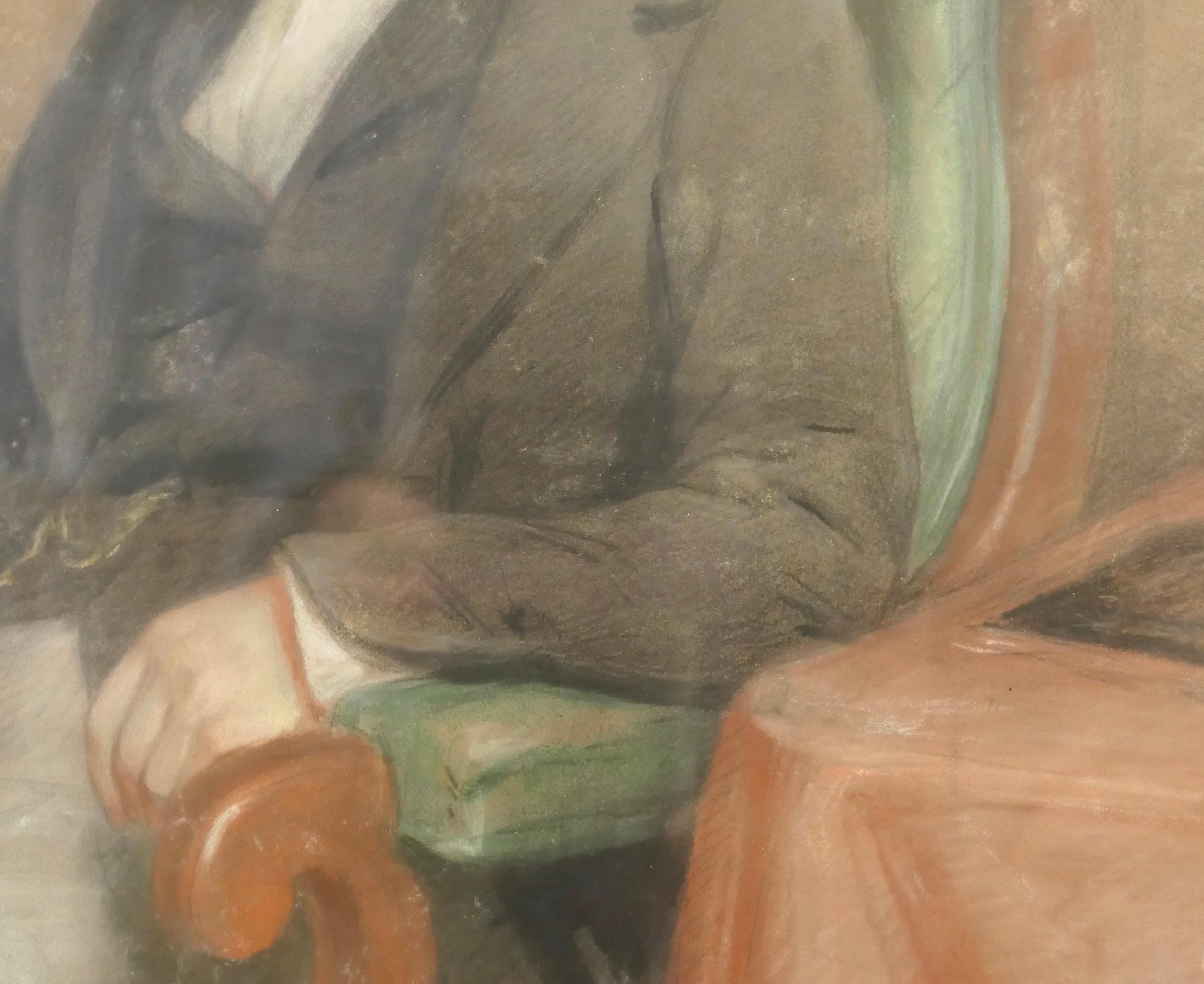 Portrait of a Gentleman in pastel and Charcoal by Thomas Price Downes    For Sale 2