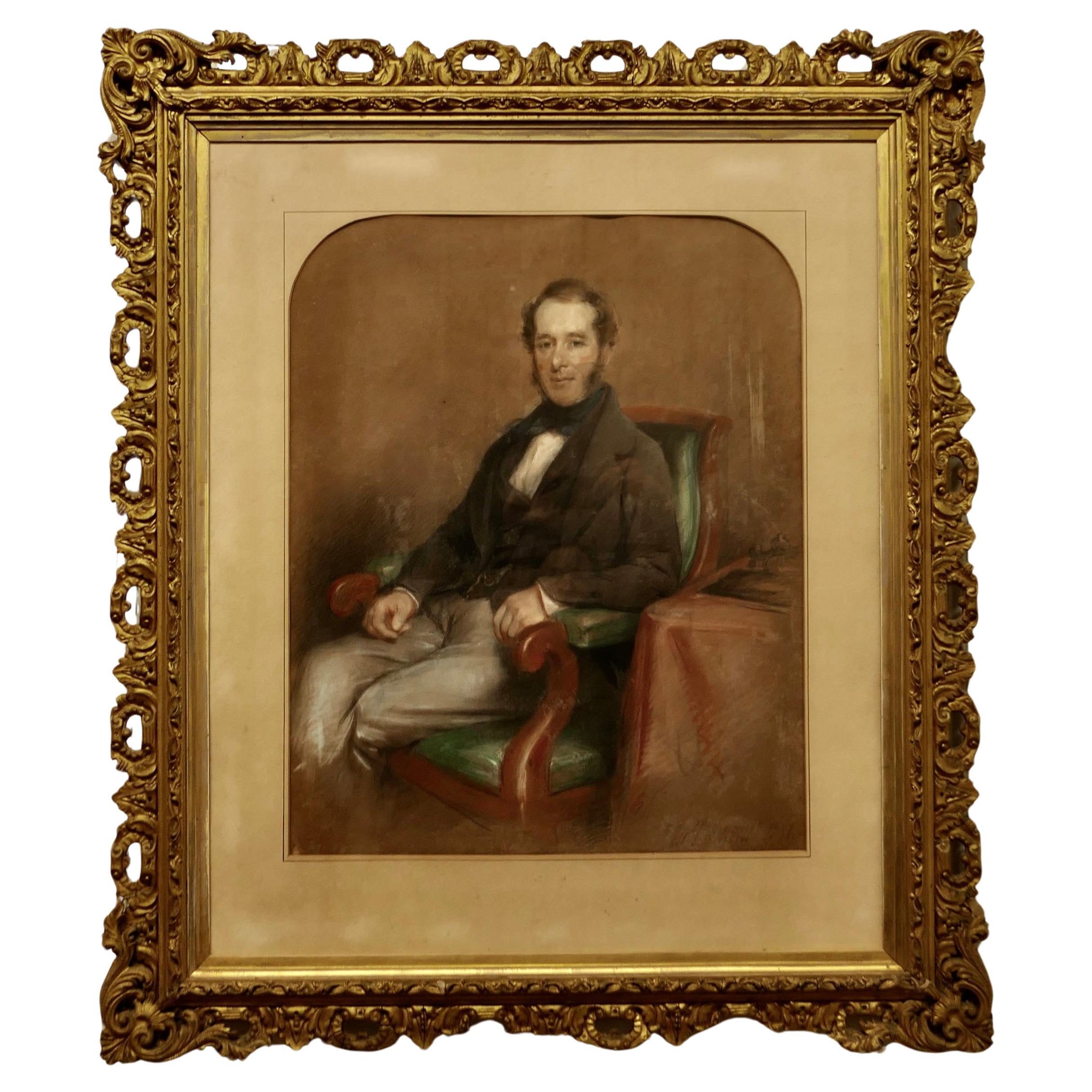 Portrait of a Gentleman in pastel and Charcoal by Thomas Price Downes    For Sale