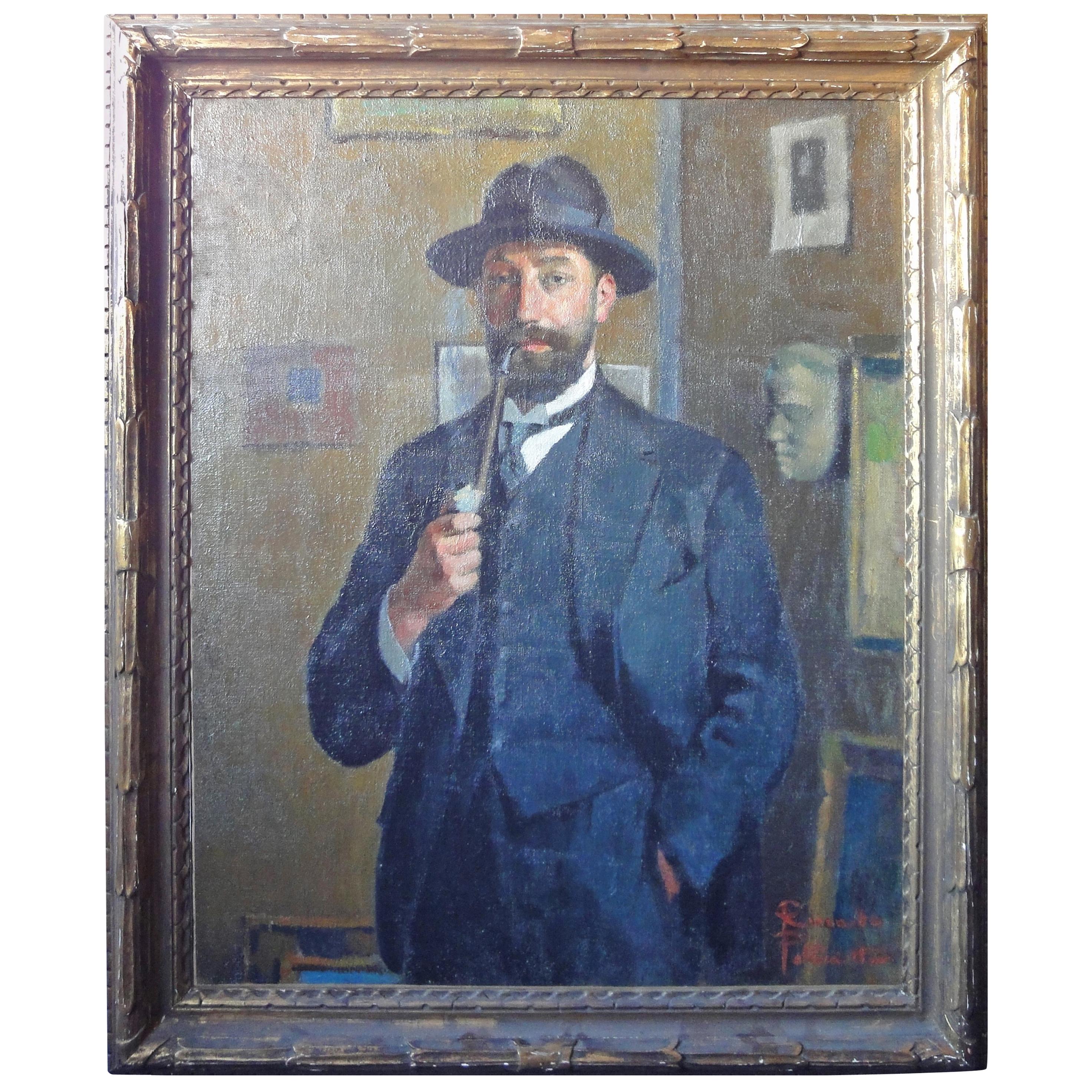 Portrait of a Gentleman Signed 'Ricardo Pellicciotti' For Sale