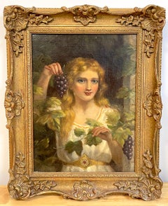 19th Century Portrait of a Goddess of Wine, Signed