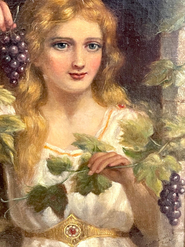 Canvas Portrait of a Goddess of Wine, 19th Century, Roma For Sale