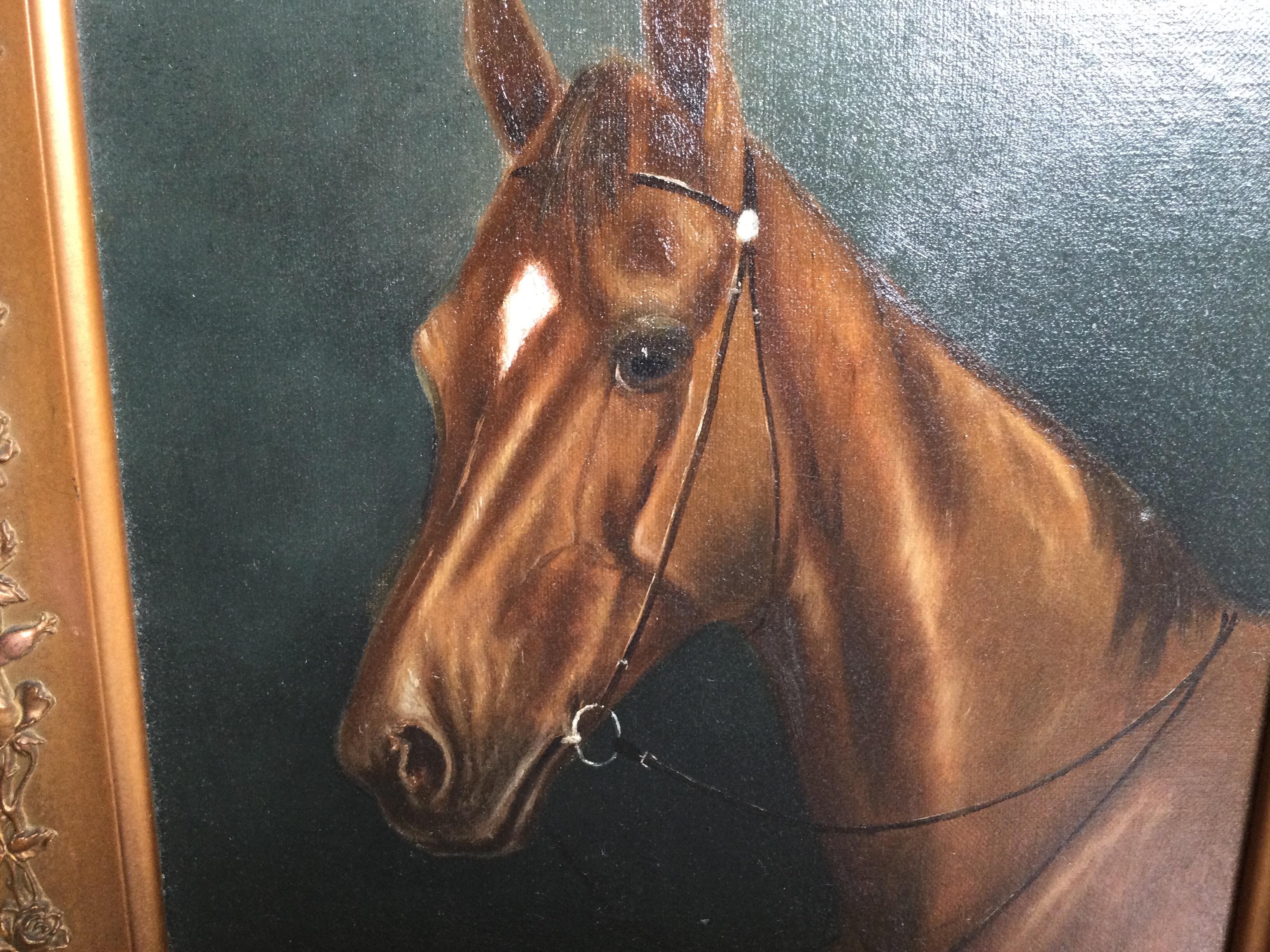 Portrait d'un cheval, huile sur toile de William Van Zandt Excellent état - En vente à Lambertville, NJ
