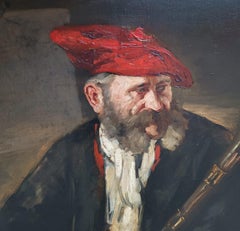 Portrait of a hunter, oil painting on canvas by english painter R.H. Craig