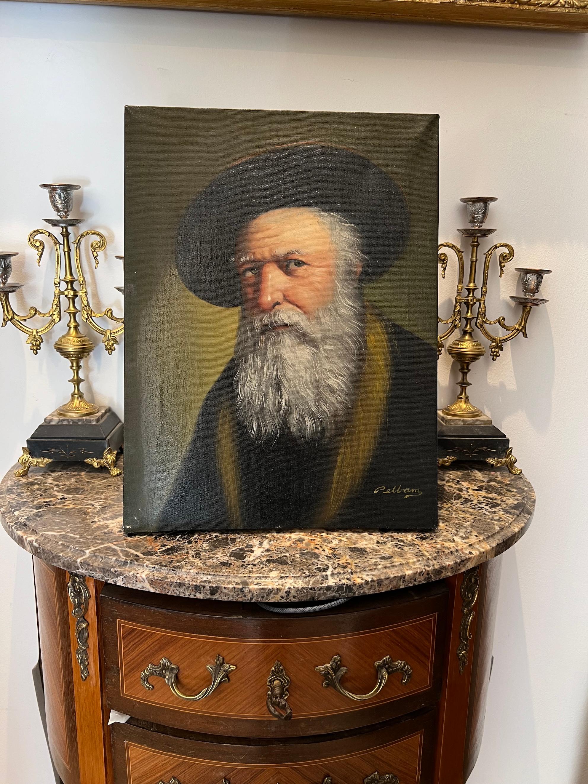 20th Century Portrait of a jewish rabbi by David Pelbam, US artist., 20th For Sale