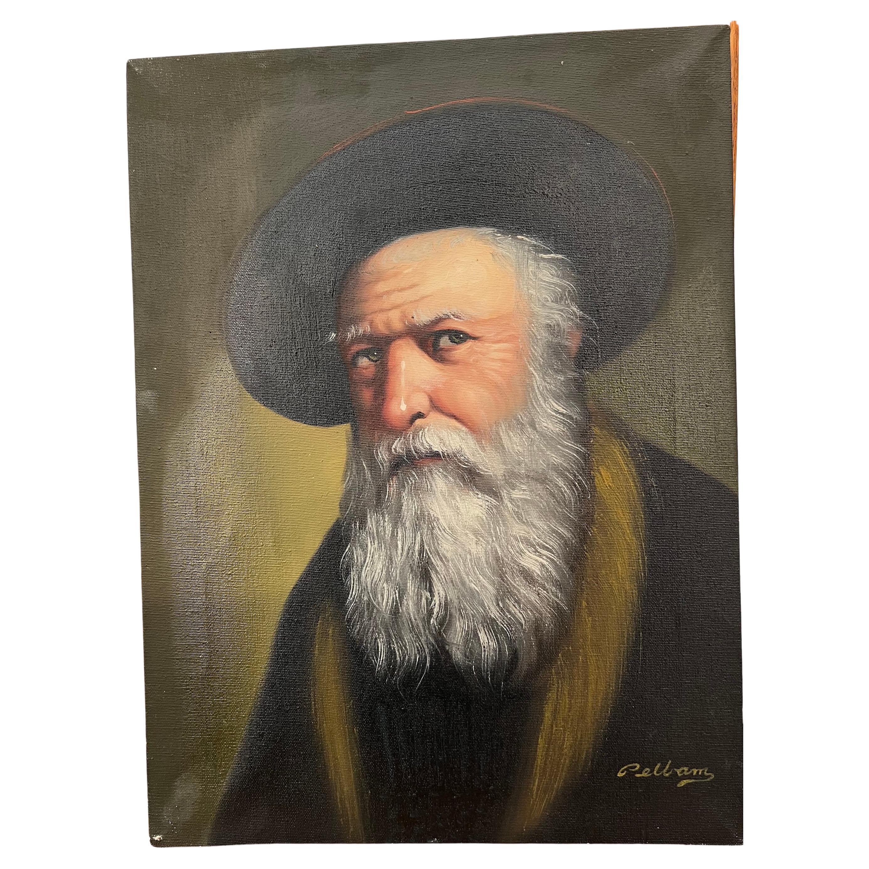 Portrait of a jewish rabbi by David Pelbam, US artist., 20th