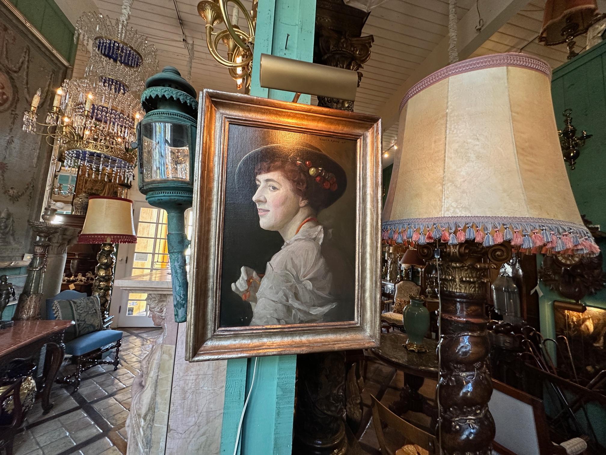 Ritratto di signora Pittore americano da parete Art Decor Pittura incorniciata LA in vendita 4