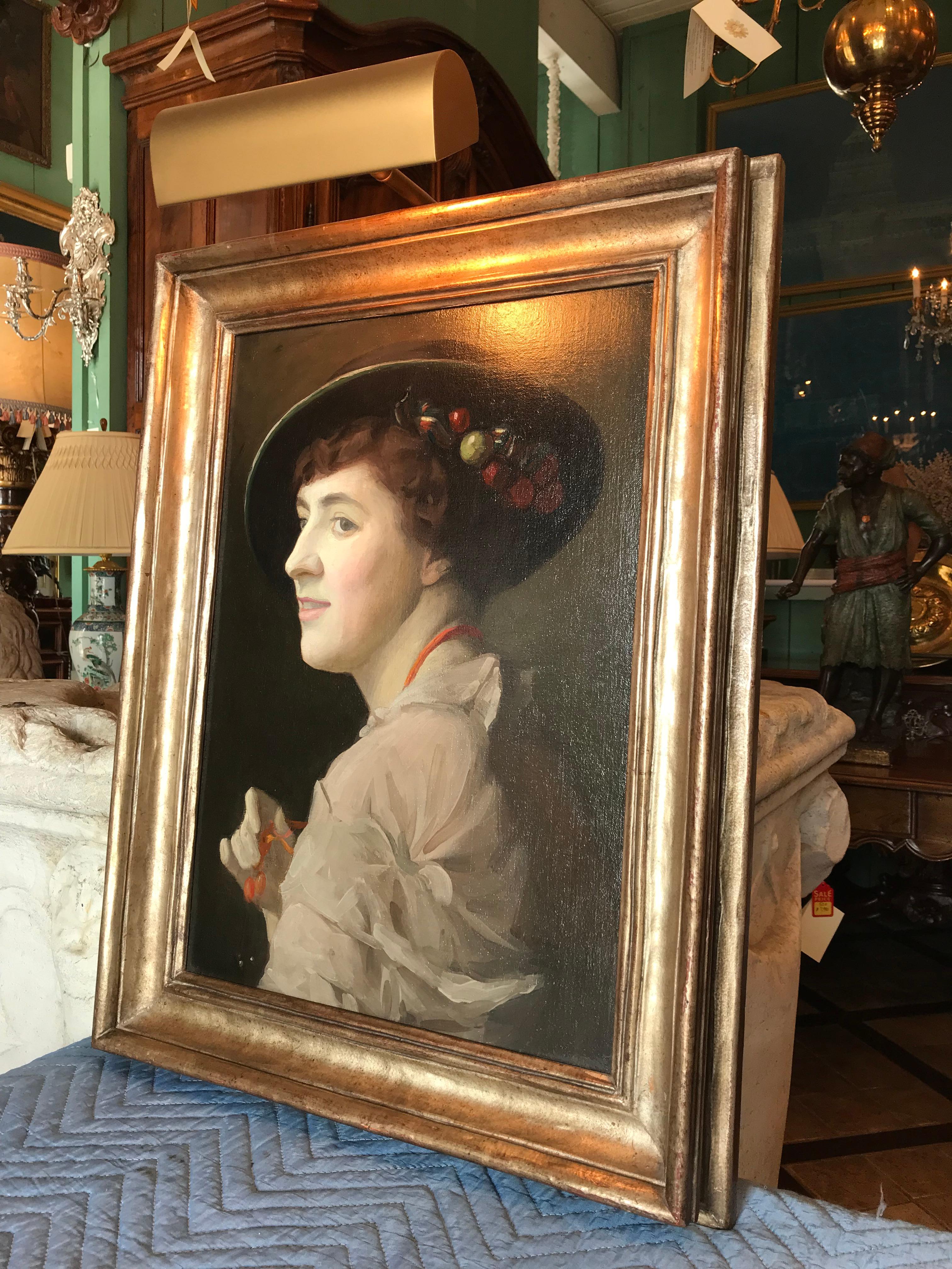 Americano Ritratto di signora Pittore americano da parete Art Decor Pittura incorniciata LA in vendita