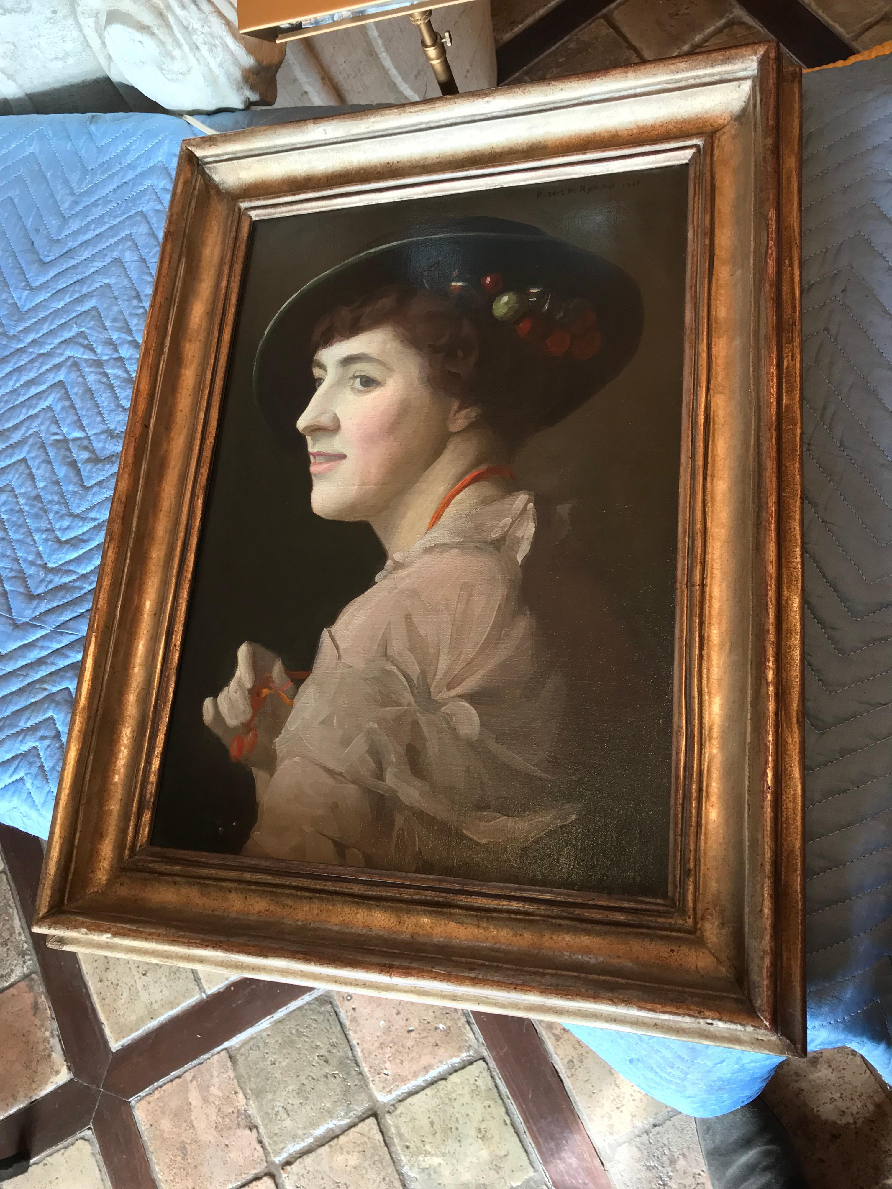 Ritratto di signora Pittore americano da parete Art Decor Pittura incorniciata LA in vendita 1
