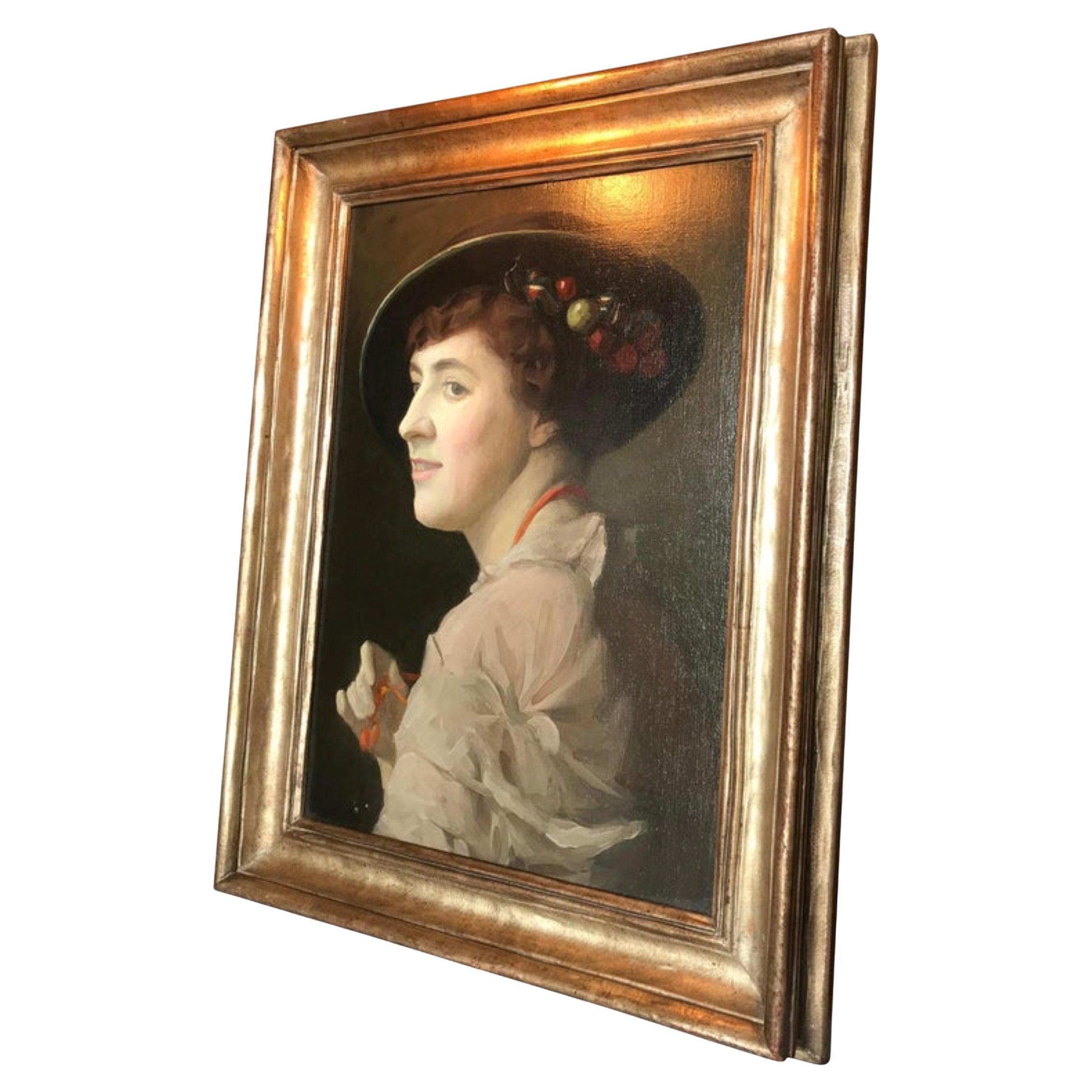 Retrato de una Dama Pintor Americano Pintura Decorativa de Pared Enmarcada LA