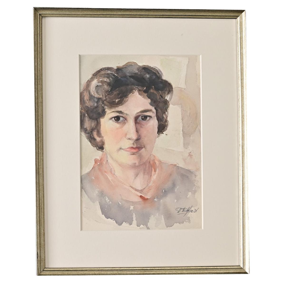 Retrato en acuarela de una dama