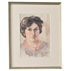 Portrait d'une dame à l'aquarelle