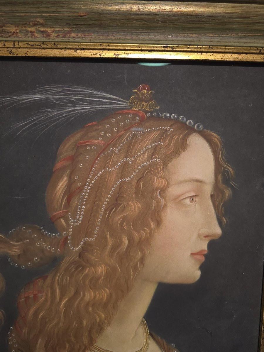 Porträt einer Dame - Kolorierte Zeichnung, Renaissance-Stil, 19. im Zustand „Gut“ im Angebot in Madrid, ES