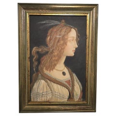 Ritratto di signora - Disegno colorato, stile rinascimentale, XIX secolo