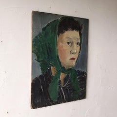 Portrait of a Lady Japanese Vintage Oil Painting by Yoshito Shibata