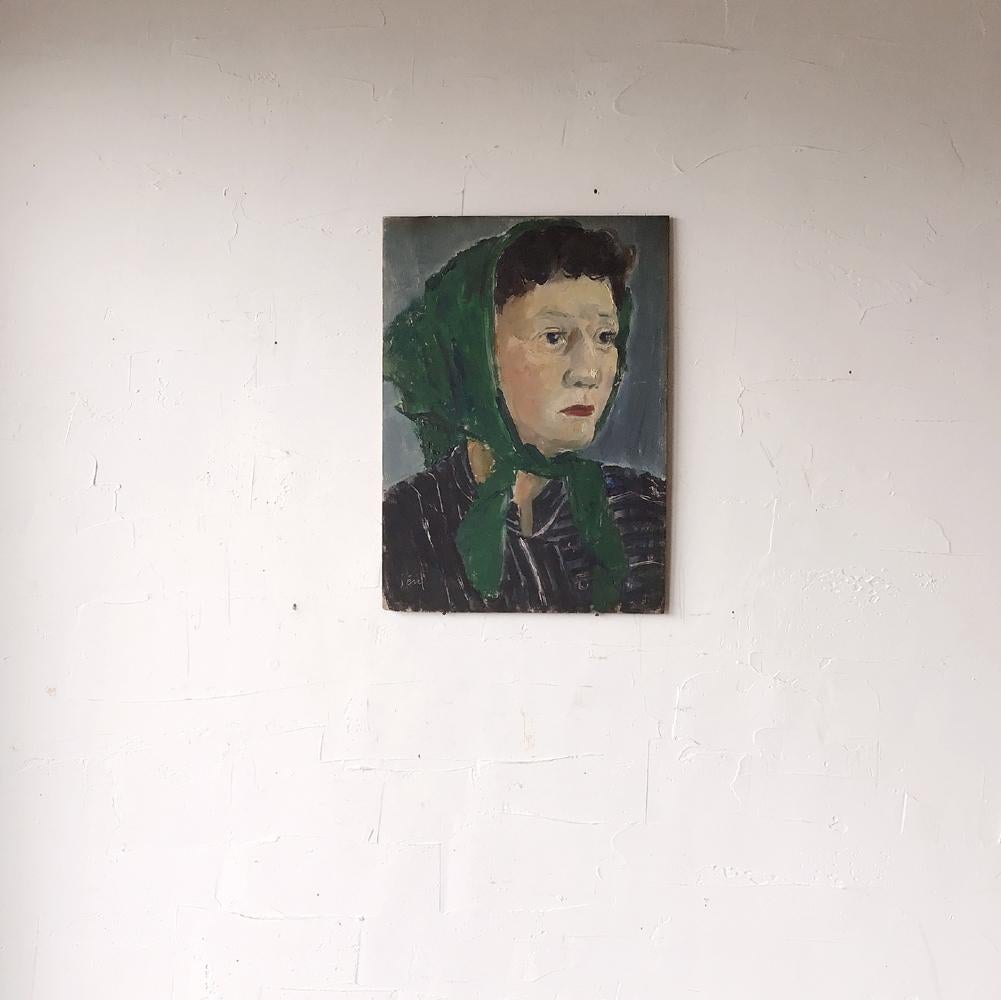 Showa Portrait of a Lady Japanese Vintage Oil Painting by Yoshito Shibata For Sale