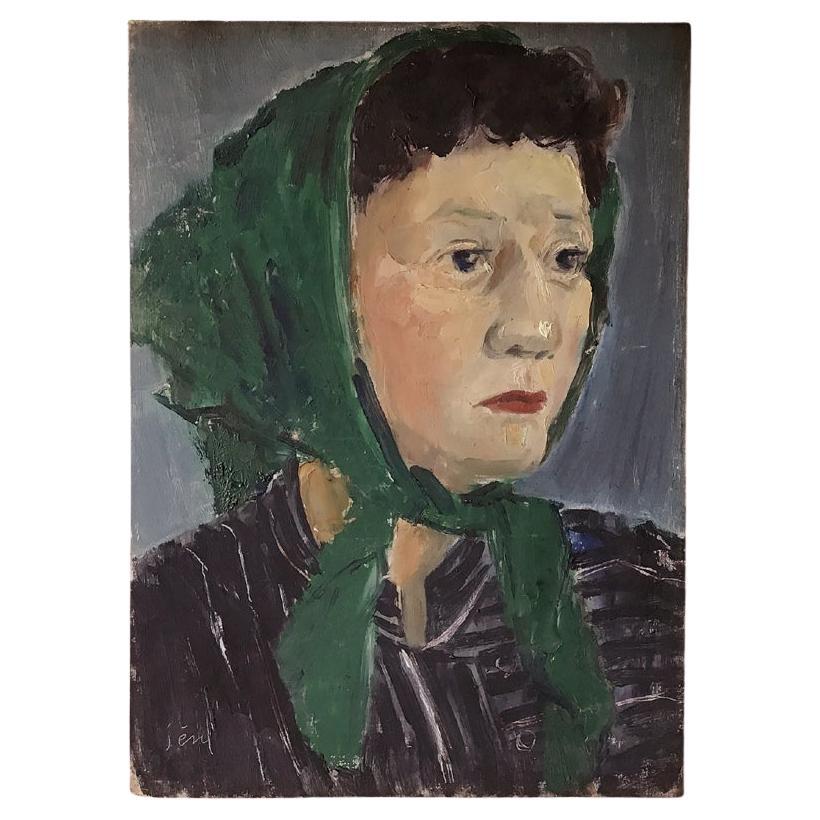 Portrait of a Lady Japanese Vintage Oil Painting by Yoshito Shibata