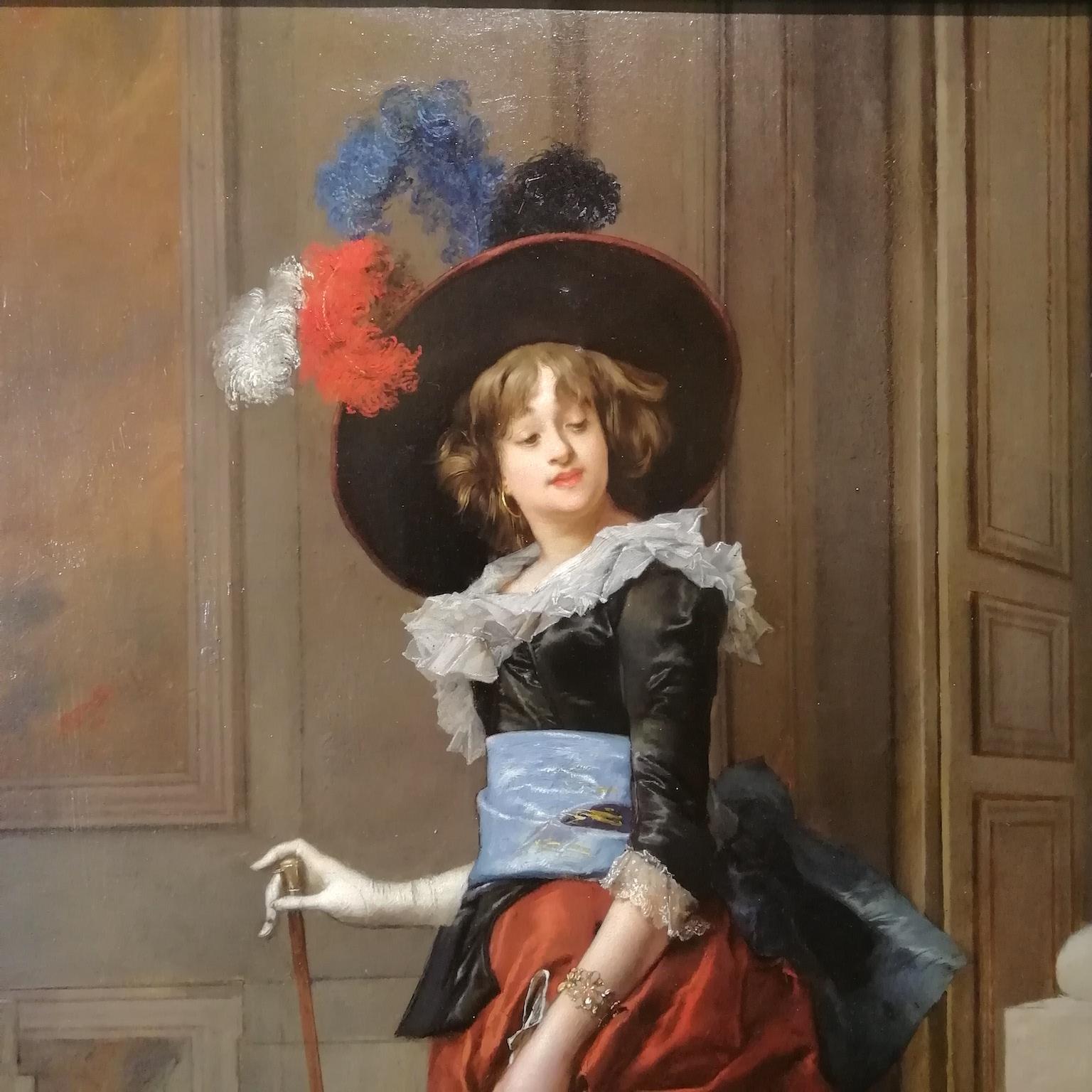 Belle Époque Portrait of a Lady, Jules Goupil Belle Epoque Oil on Wood French Painting 1870s