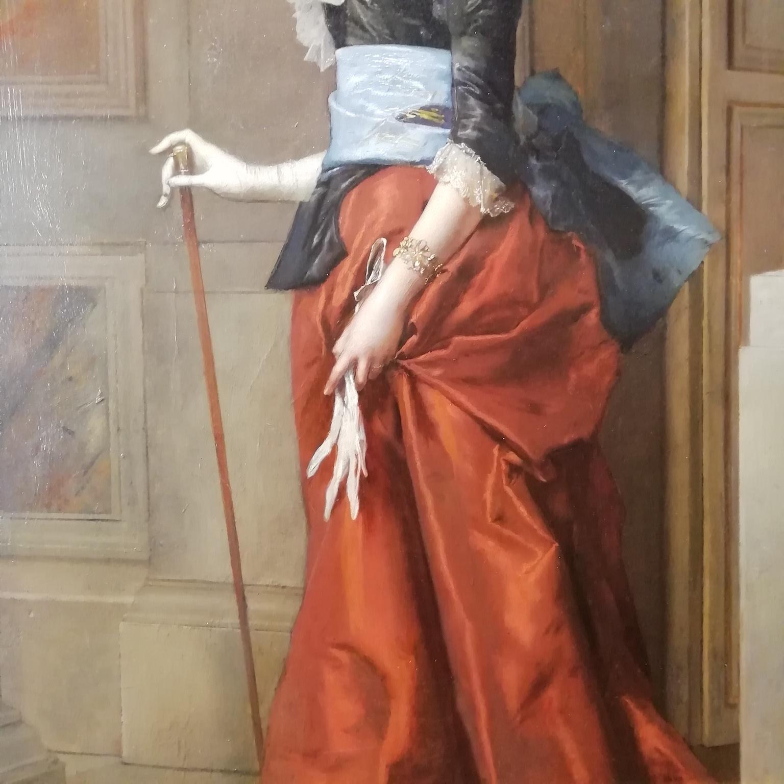 Portrait of a Lady, Jules Goupil Belle Epoque Oil on Wood French Painting 1870s In Good Condition In Rome, Italy