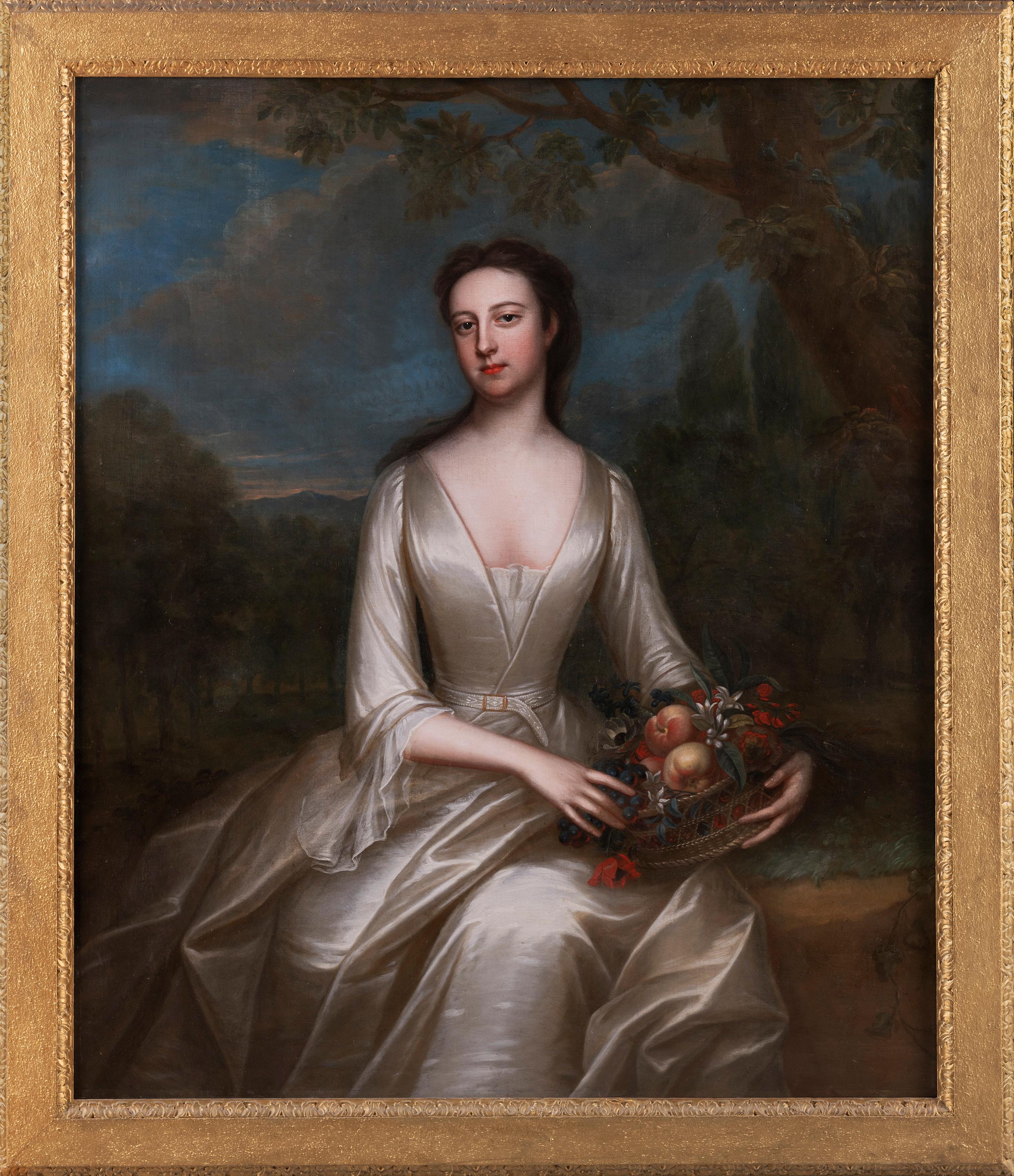George II Portrait of a Lady - Oil on Canvas by Charles Jervas For Sale