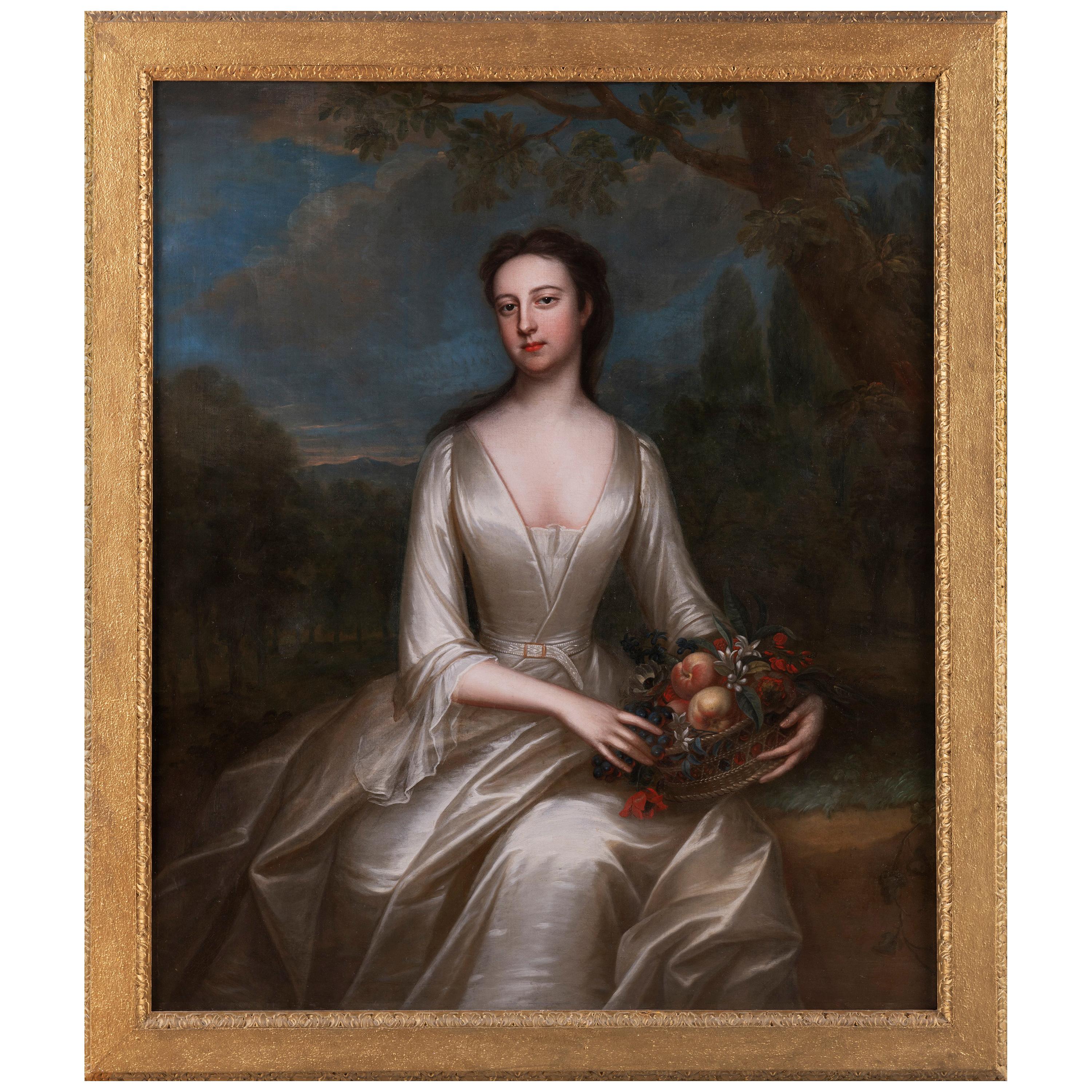 Portrait of a Lady - Oil on Canvas by Charles Jervas For Sale