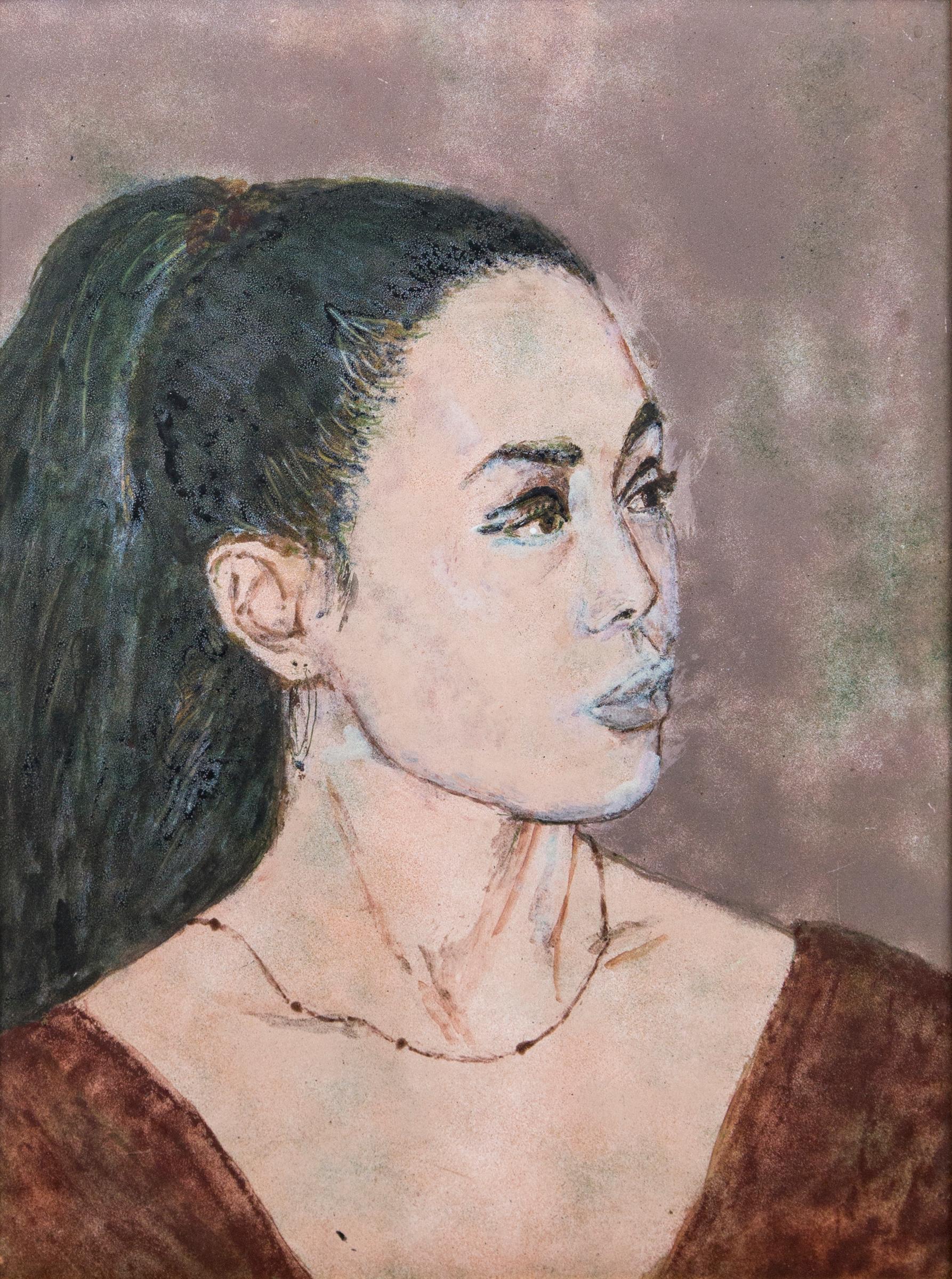 Hand-Painted Portrait of a Lady on Copper