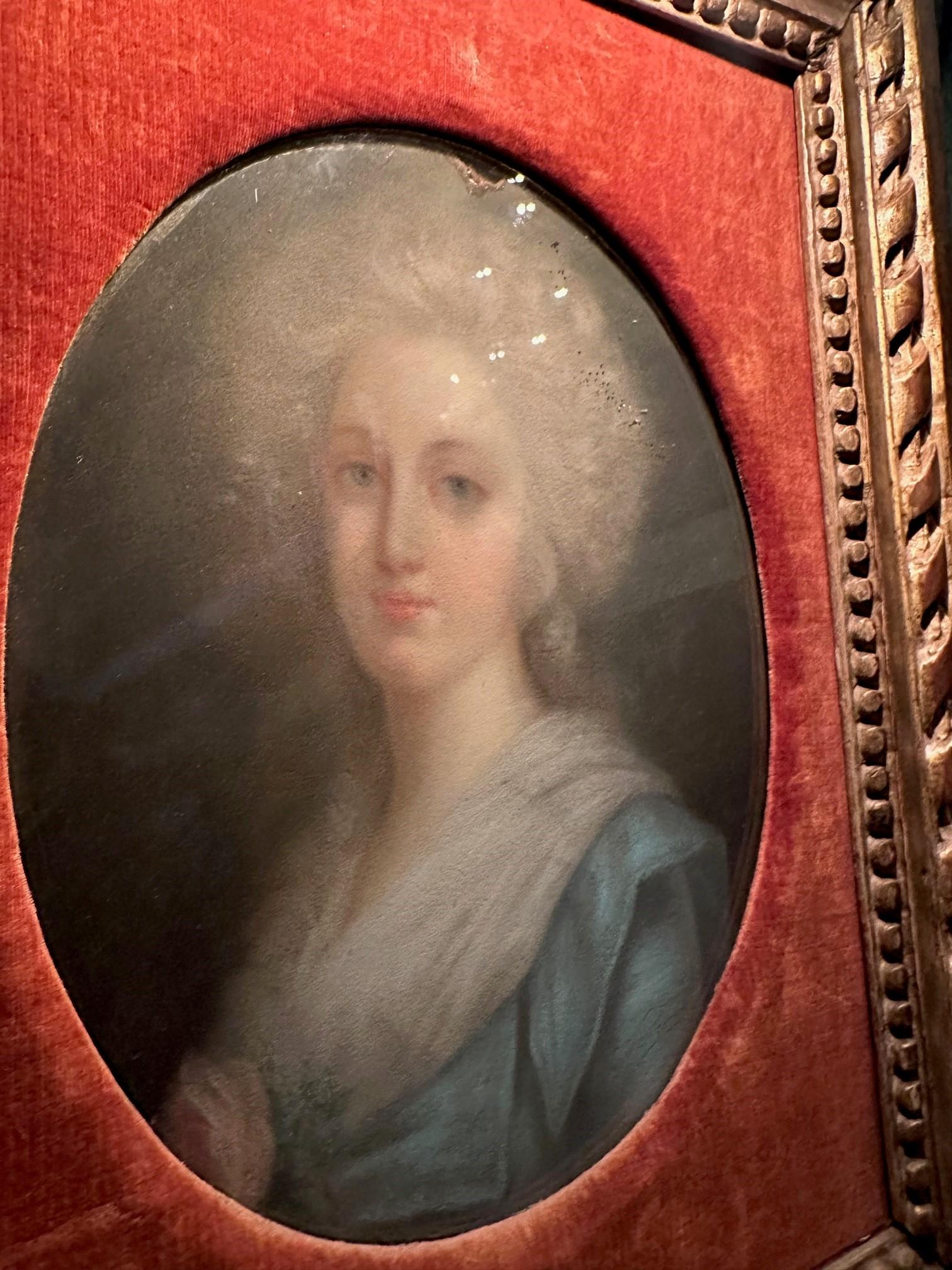 Portrait of a Lady Pastel 19th C. British School Antiques Los Angeles Gilt Wood For Sale 4