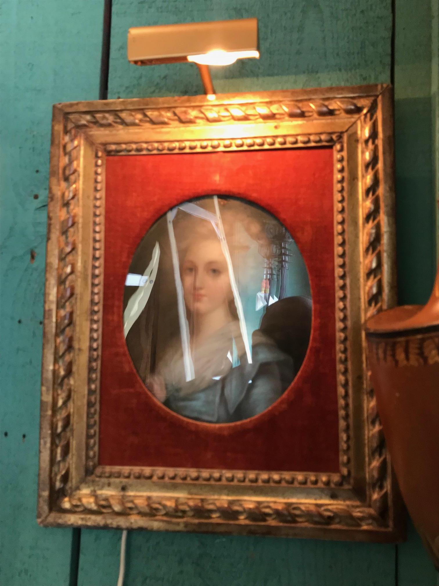 Portrait of a Lady Pastel 19th C. British School Antiques Los Angeles Gilt Wood For Sale 6