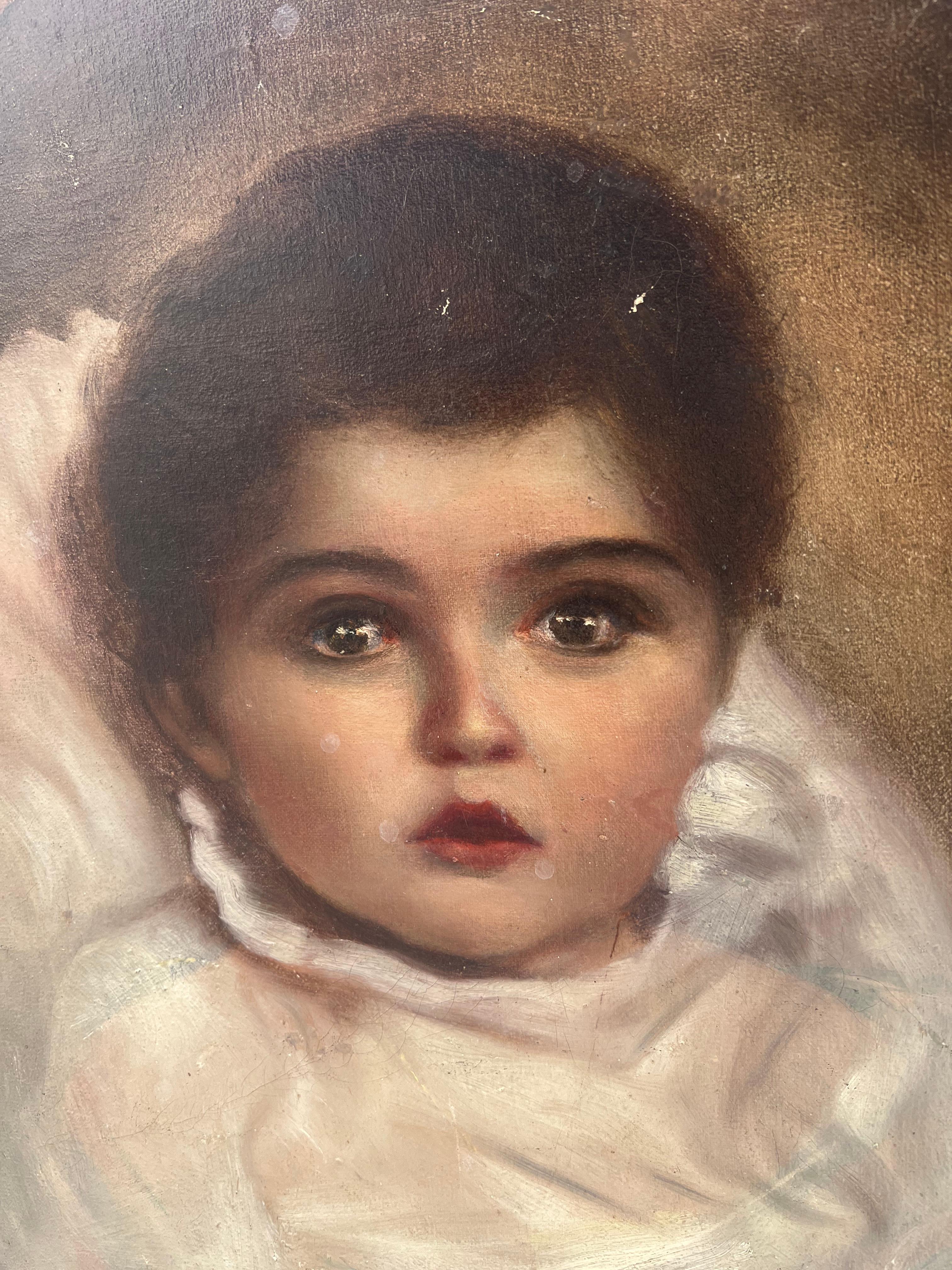 Portrait of a Little Girl, Budapest 1910 For Sale 5