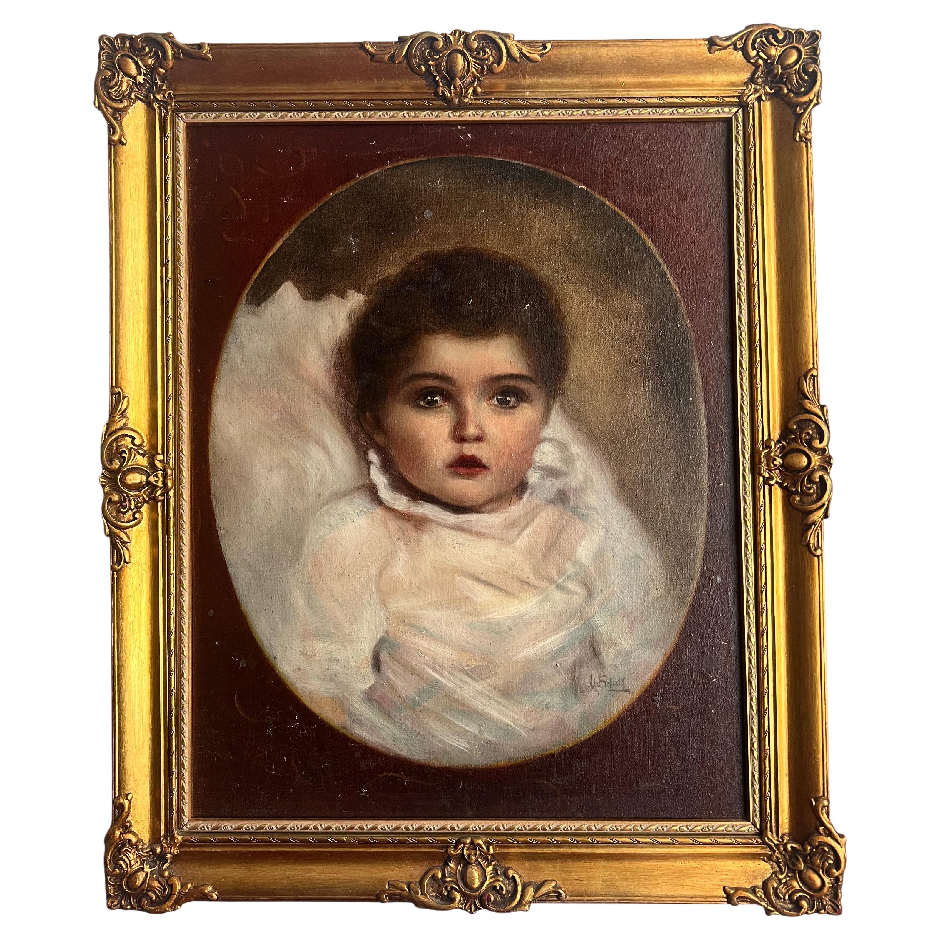 Portrait of a Little Girl, Budapest 1910 For Sale