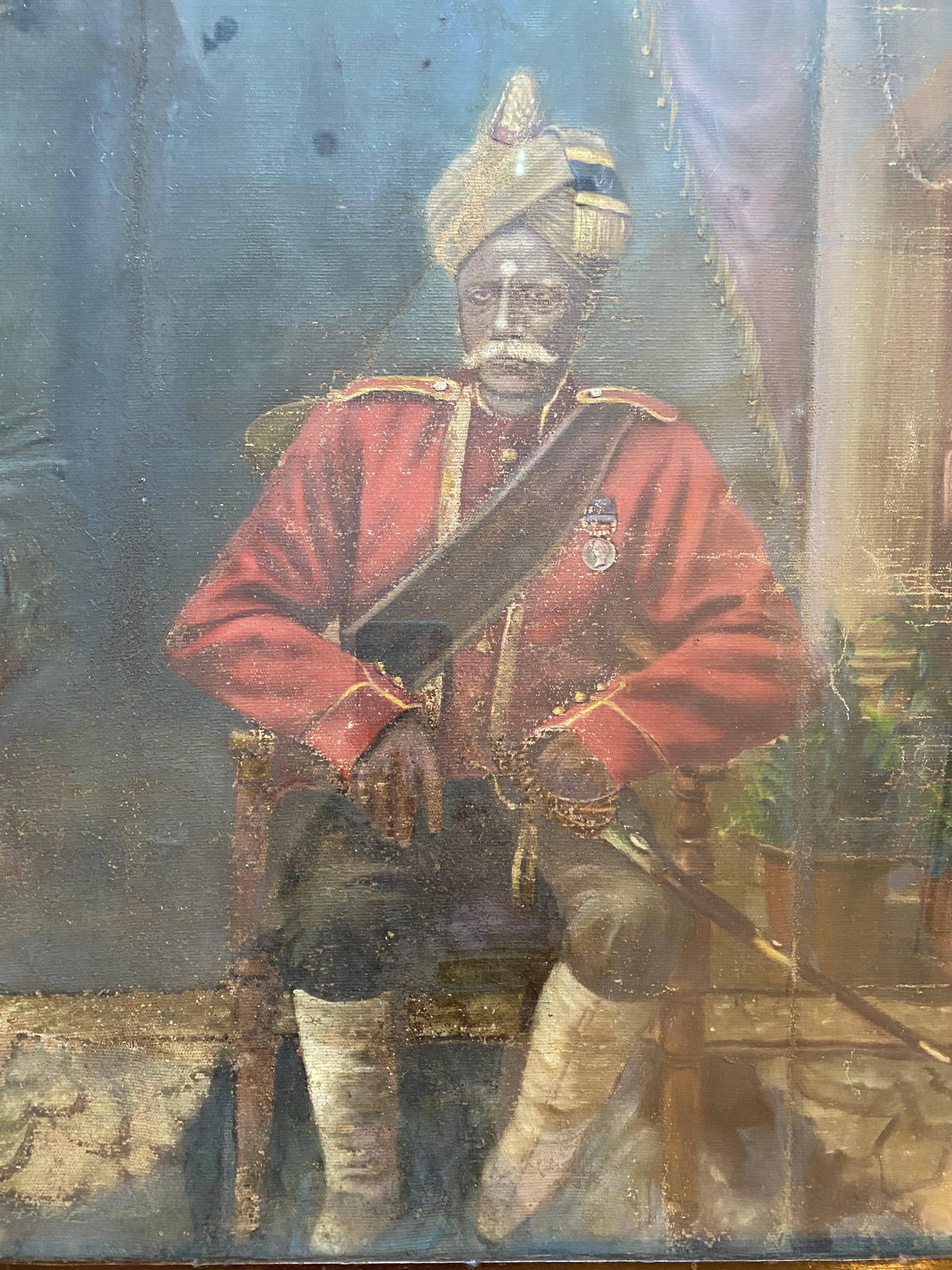 Oiled Portrait of a Maharaja from end of 19th century  For Sale