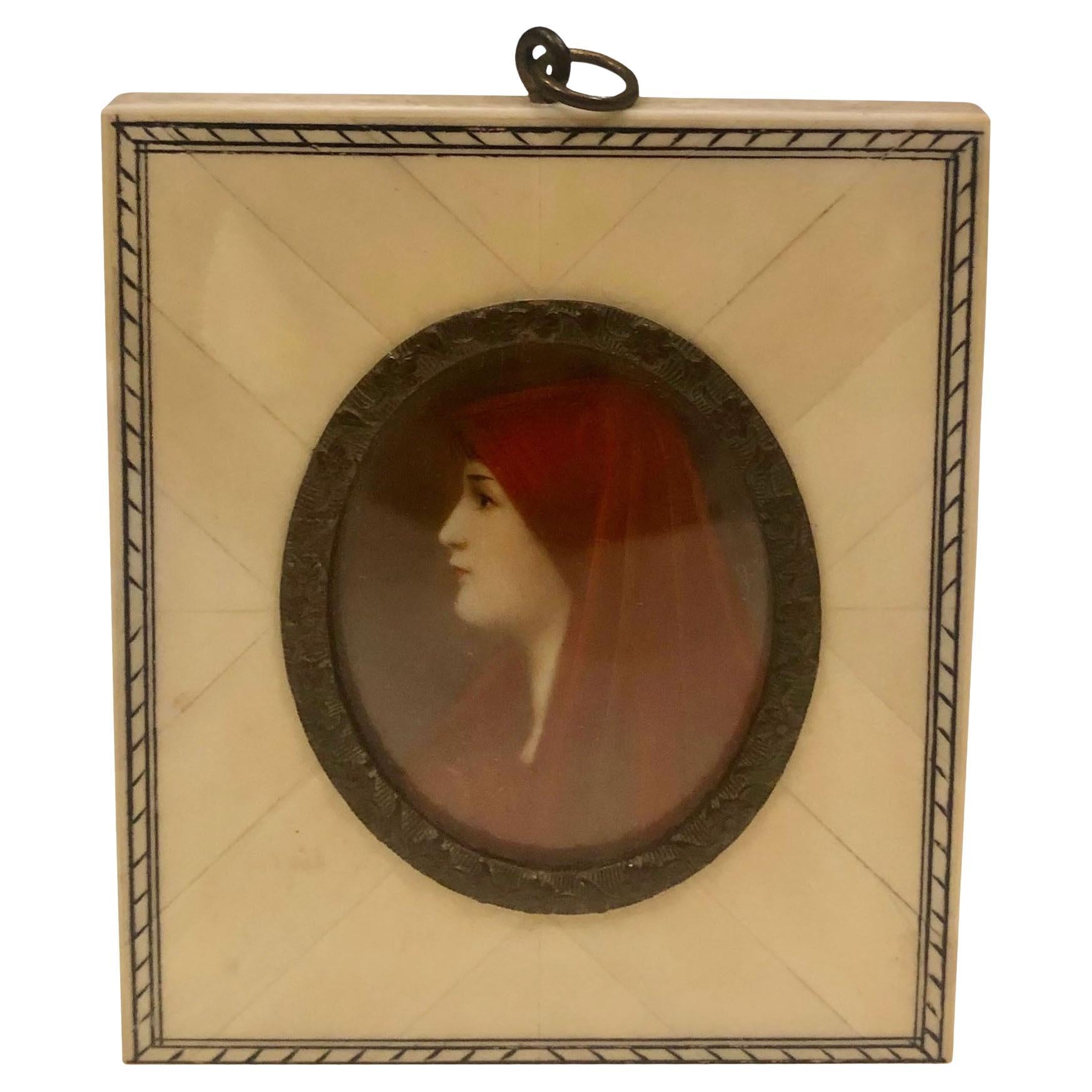 Portrait Of A Maid In An Ivory Frame For Sale